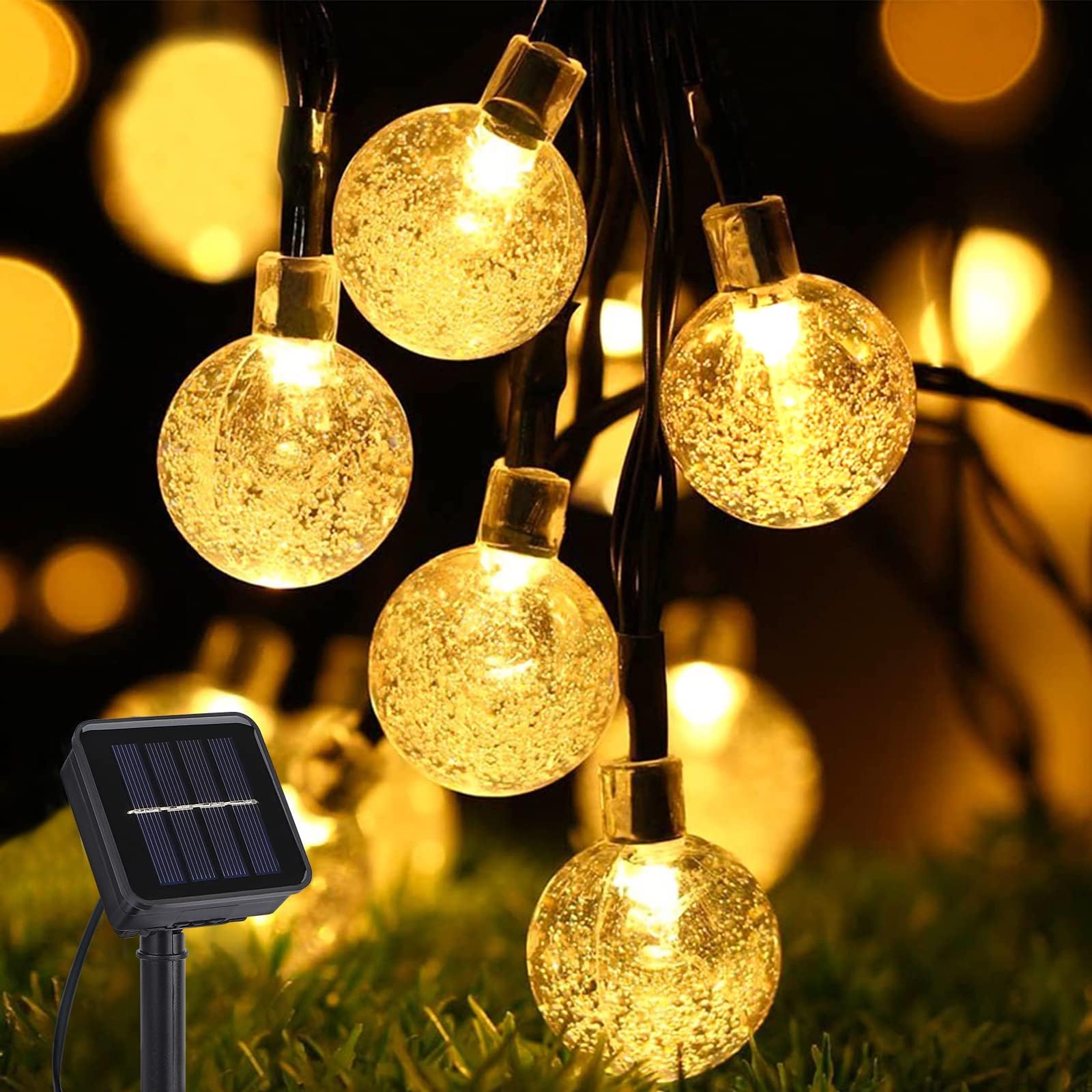 Aisutha Solar Lichterkette Aussen, 17M 100LED Solar 8 Modi Kristall Kugeln Wasserdicht IP65 Outdoor Solar für Garten, Camping, Balkon, Hochzeit, Partys Deko