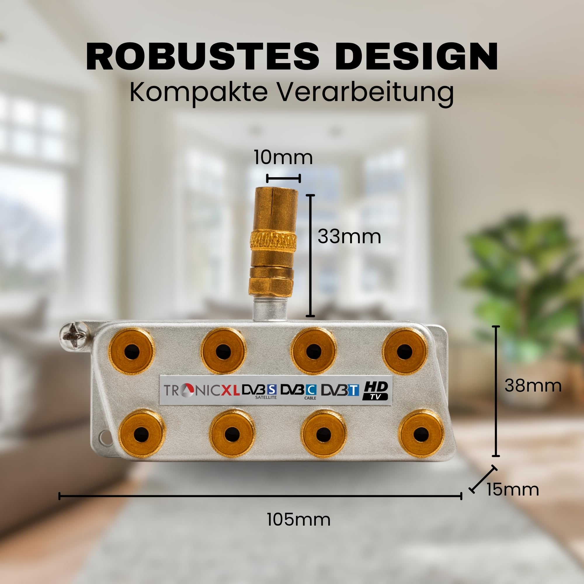 TronicXL Répartiteur d'antenne coaxial 8 voies haut de gamme HD 3D 4K répartiteur souple par exemple pour DVBT DVBT2 DVBC SAT Unicable TV par câble Télécommande 8 voies HDTV TNT