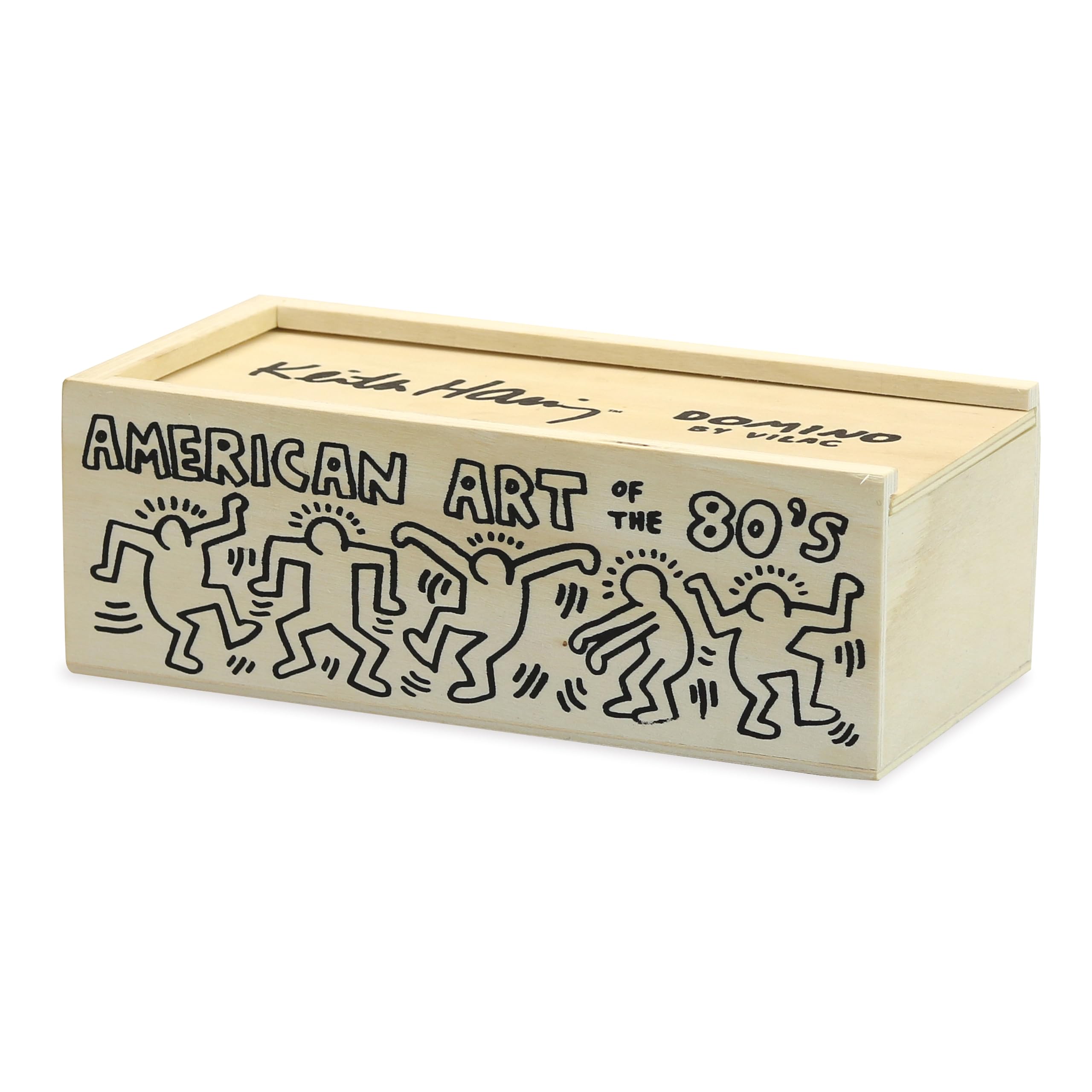 Vilac - Juego y Juguetes (Dominos Keith Haring de Madera, Decorado, diseño de reflexión, Educativo, Juego para niños a Partir de 12 Meses, Fabricado en Francia, 9264, Negro