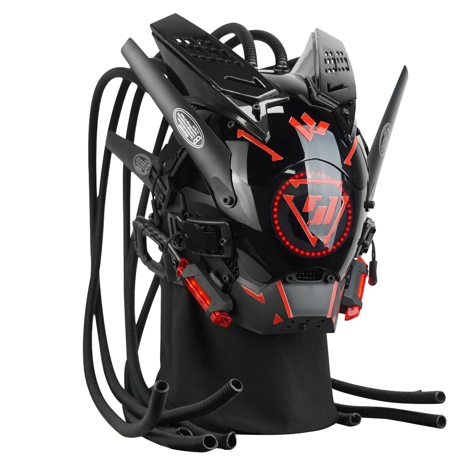 Punk LED Mask for Adults, Adjustable Techwear Half Mask Helmet with Adjustable Flame Braid Design, Perfect For Halloween Parties And Cosplay Themed Events