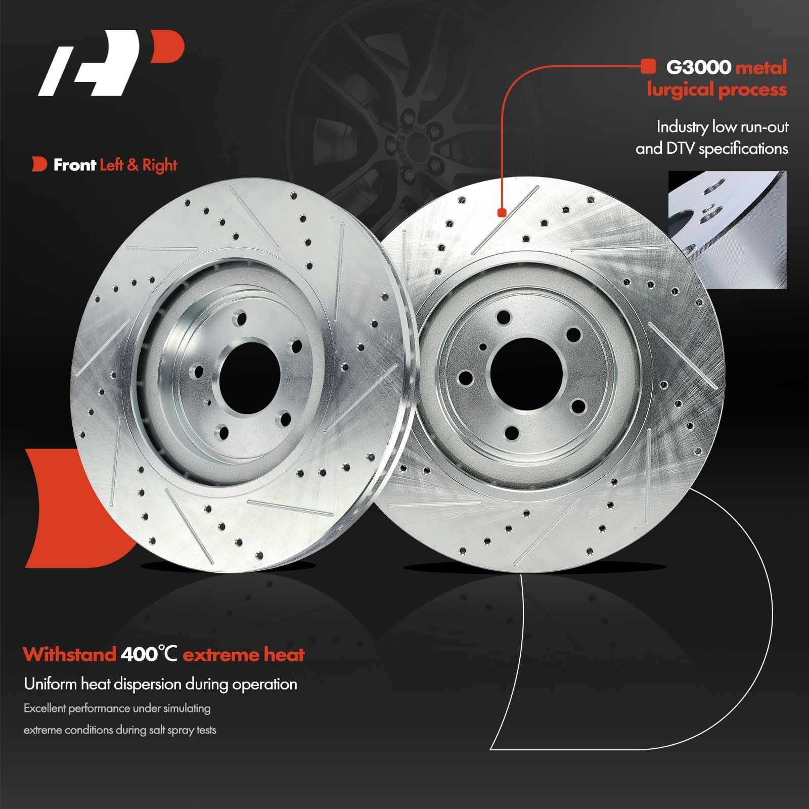 Amazon.com: A-Premium 13.96 inch (354.50mm) Front Drilled and