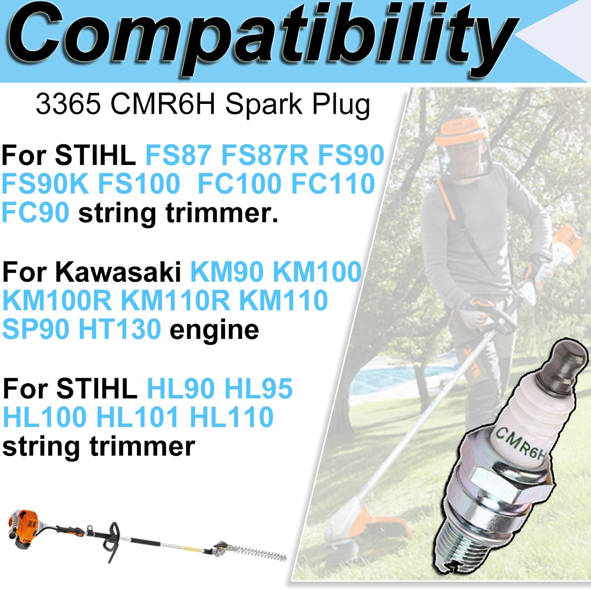 ZAMDOE CMR6H Zündkerze Für Stihl - Ersatz Für Trimmer, Kettensäge & Blasgerät 3365 31916-Z0H-003