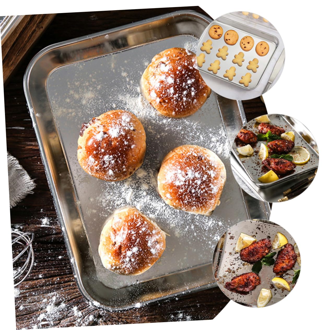 Plaque de Cuisson en Acier Inoxydable, Lot de 3, Argenté