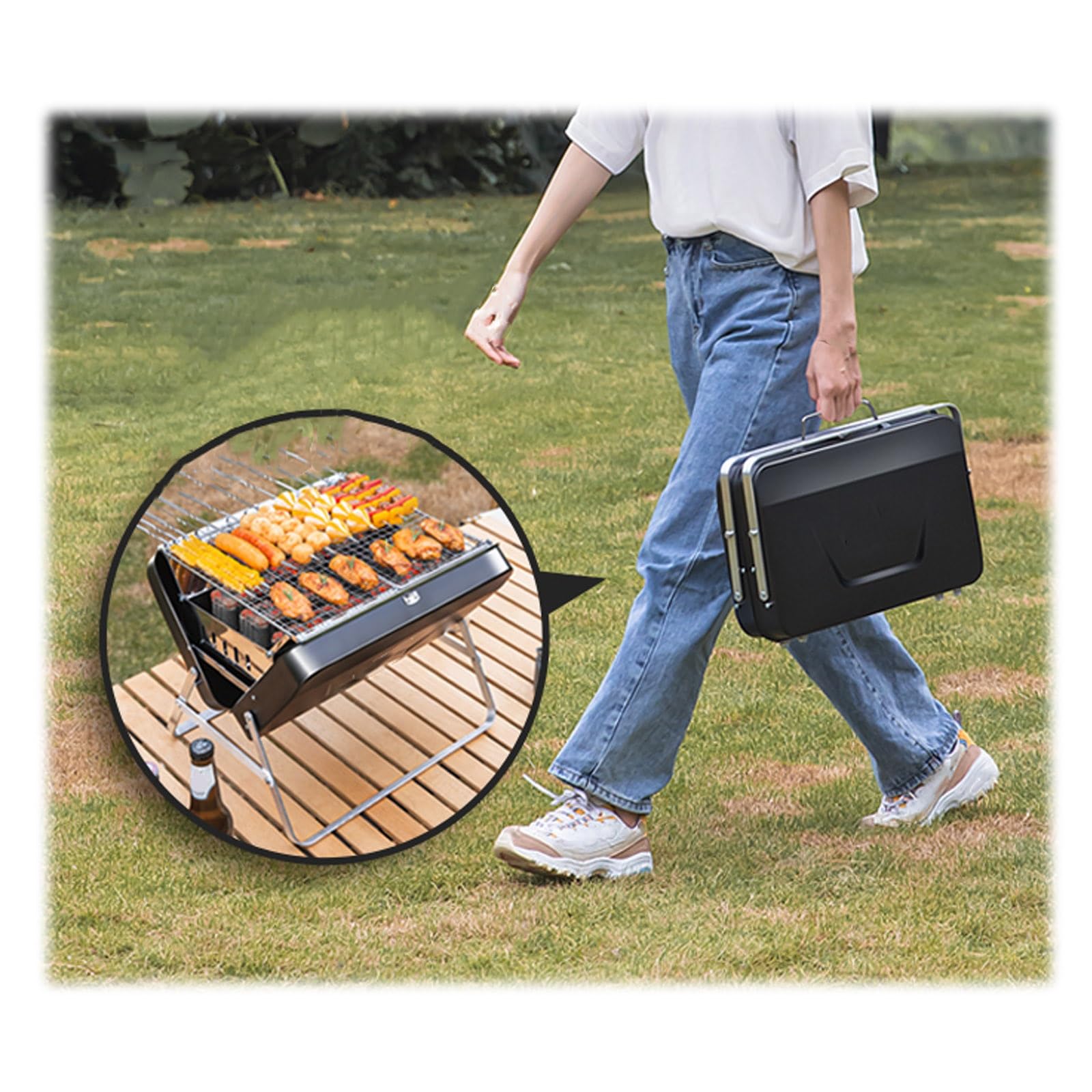 Barbecue grill household outdoor portable barbecue grill folding camping barbecue grill small portable barbecue grill