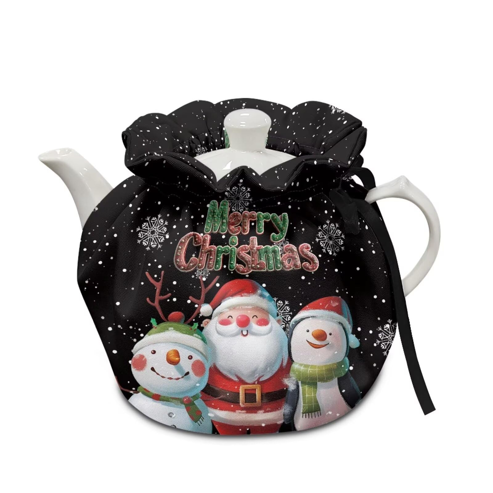 Christmas Snowmen Santa Claus Tea Cosy Thermal Insulation Washable Teapot Cozy Breakfast Warmer Insulated Kettle Cover for Home Kitchen Decor Tea Cozies for Housewife, Friend, Mom