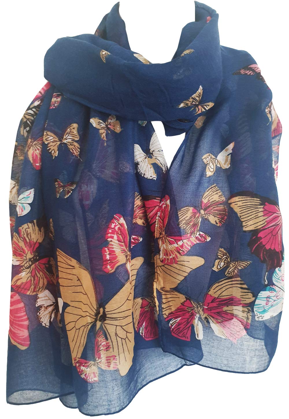 Glamlondon Women's Bm - Blue Butterfly Print Scarf (Bm - Blue)