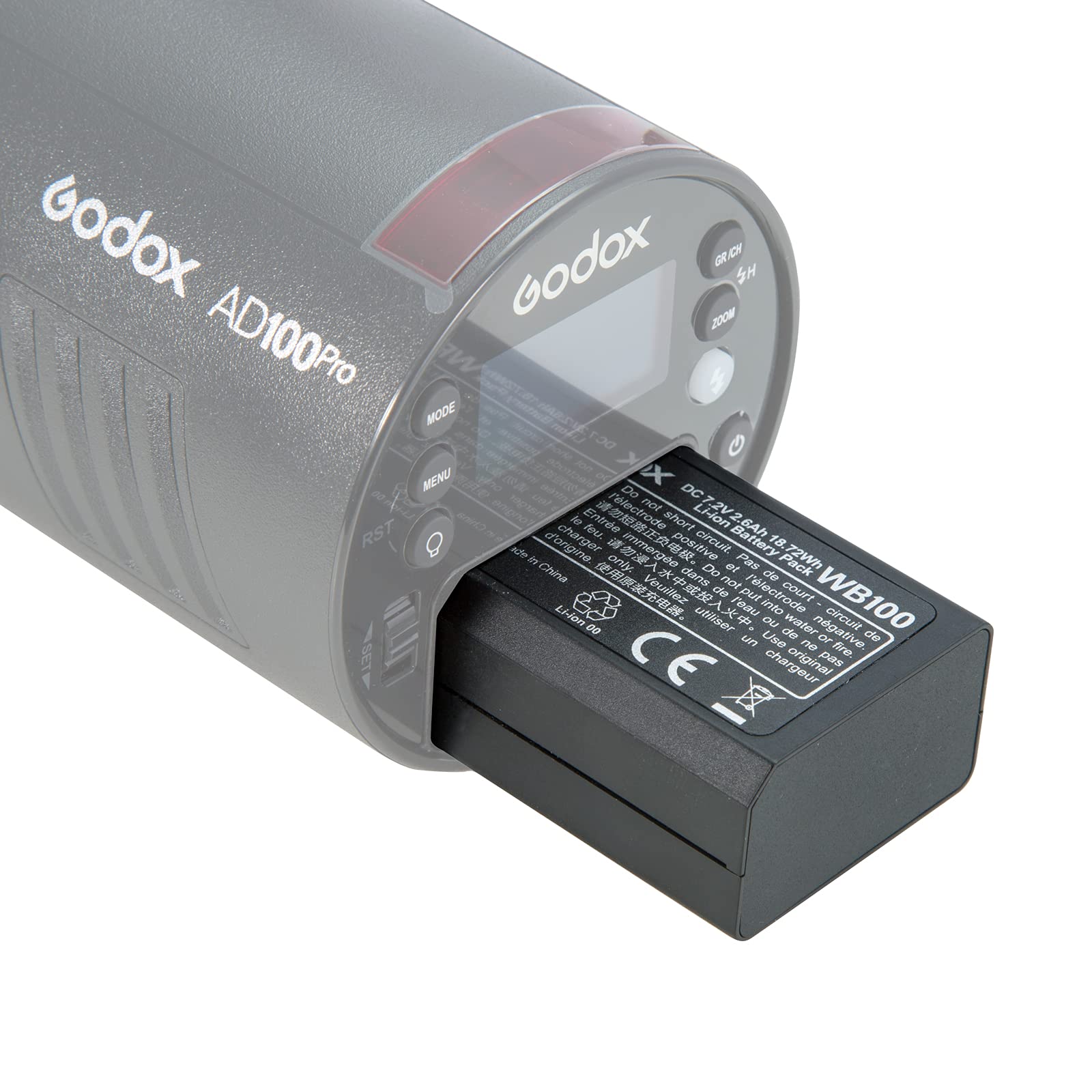 Godox WB100 Batterie, 2600mAh Batterie au Lithium pour Godox AD100Pro, Batterie de AD100 Pro