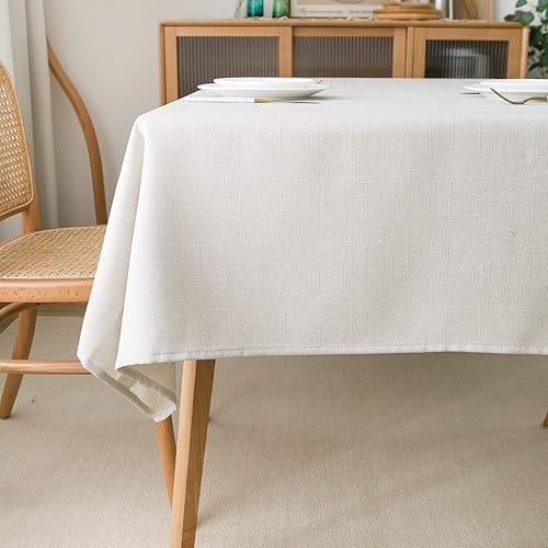 Miniatura 1 de NLMUVW Mantel rectangular de lino sintético texturizado, impermeable, resistente a las arrugas, mantel decorativo para cocina, comedor y fiesta,