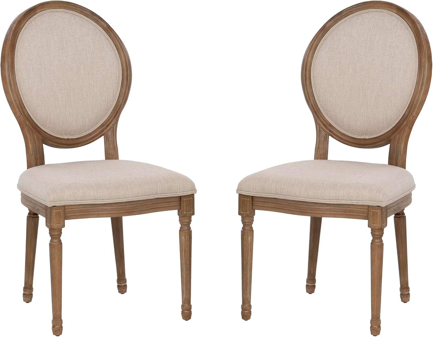 Linon AMZN0345 Avalon Linen Oval Back (Set of 2) 2 Pack Chairs, Natural