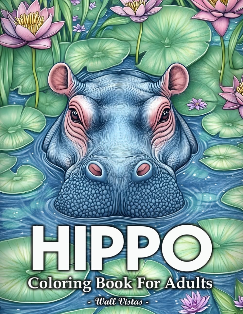 Hippo Coloring Book For Adults: 50 Illustrations With Amazing Hippopotamus In Beautiful Landscape For Adults Relaxation And Stress Relief