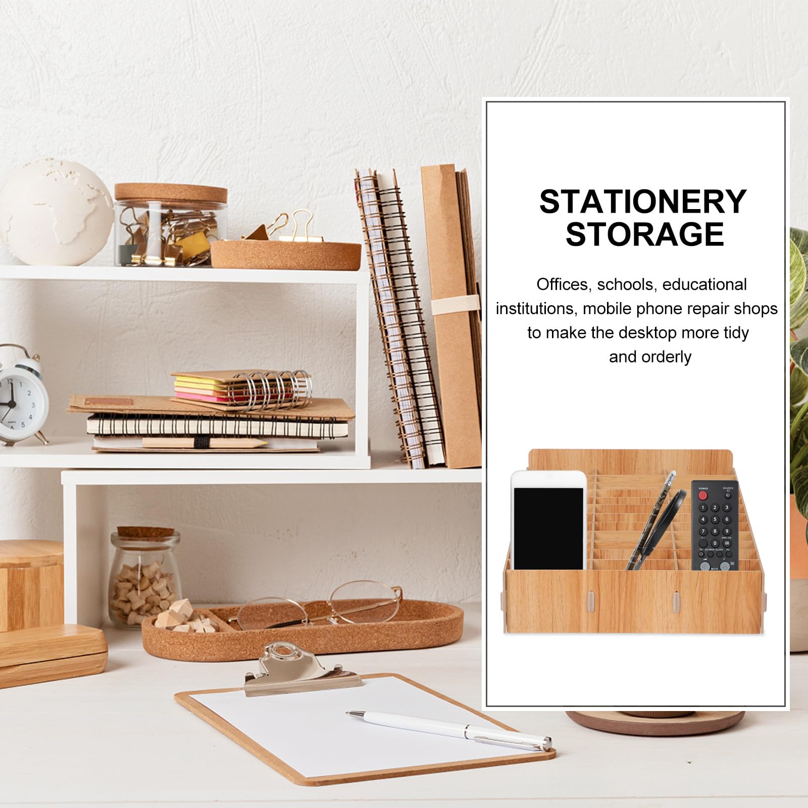 Desktop Organizer mit 36 Fächern für Homeoffice und Besprechungsräume Handy Aufbewahrungsbox und Schreibtischzubehör