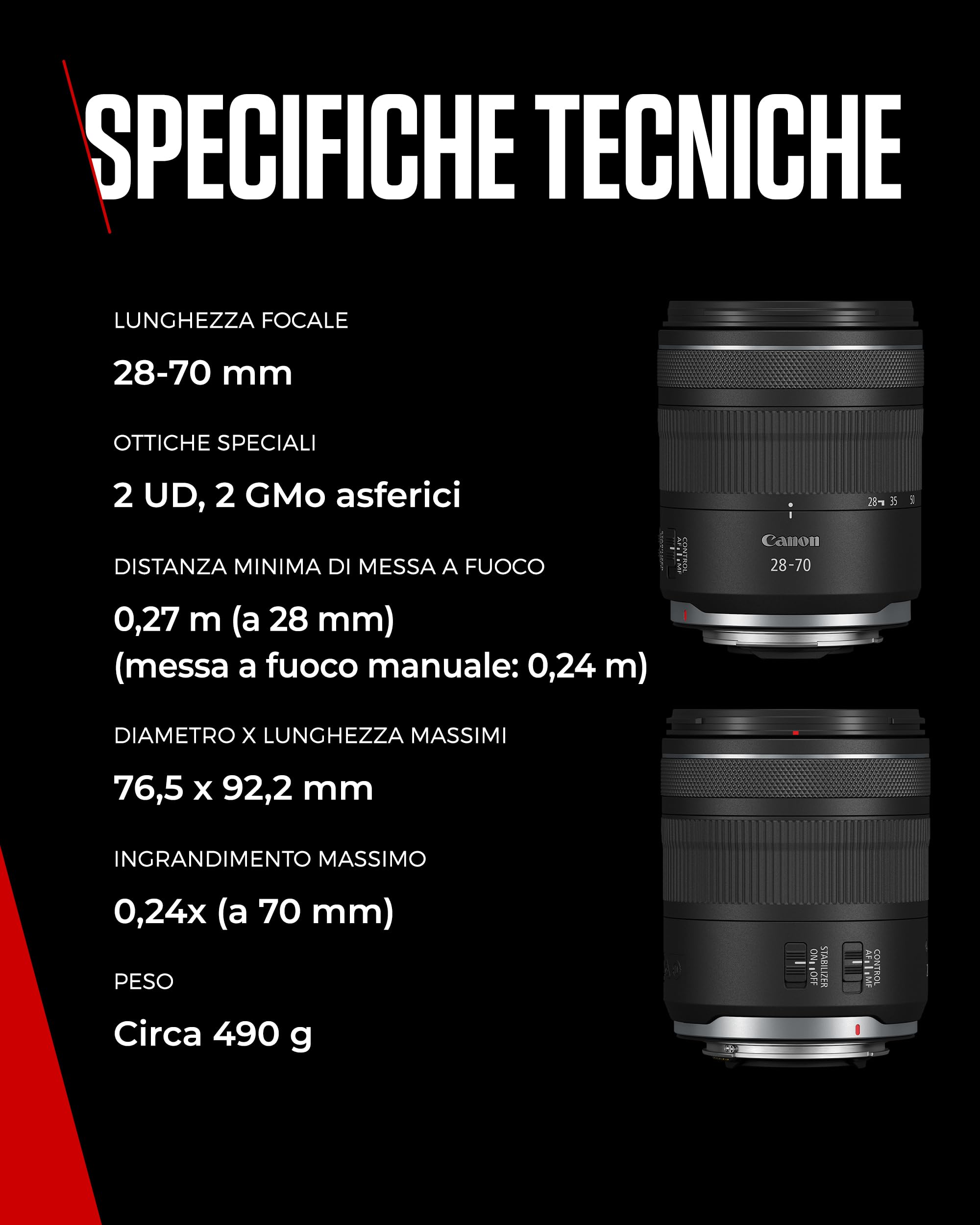 Canon Obiettivo zoom standard RF 28-70mm F2.8 IS STM per fotocamere EOS R