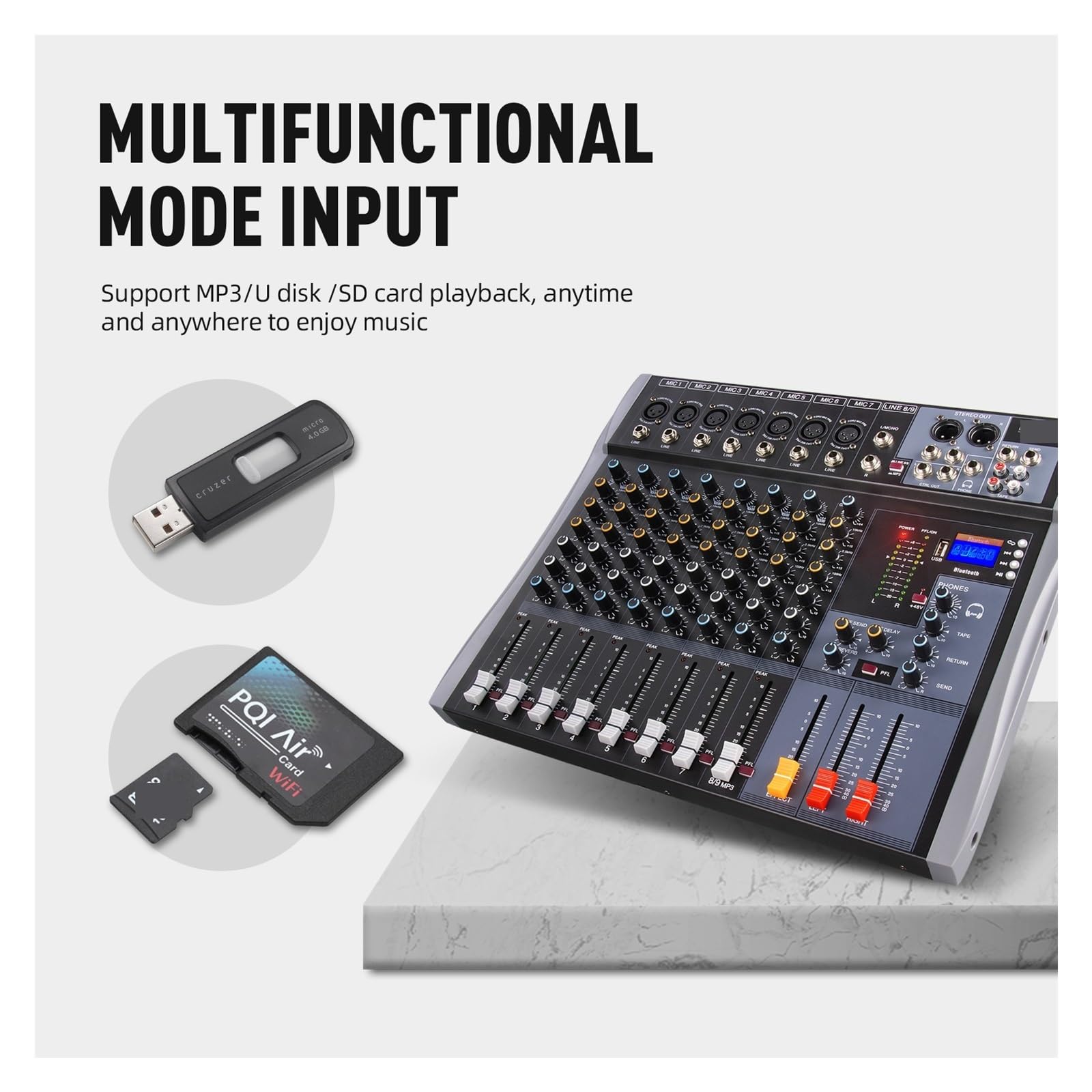Mixer Audio Professionale Con Console DJ USB Bluetooth For Karaoke, Studio, Feste, Bar DJ