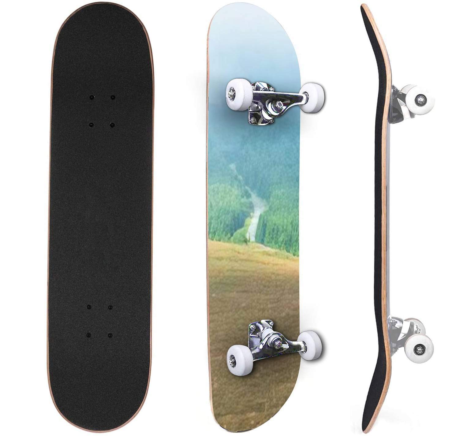 Classic Concave Skateboard Waterfall in the mountains of Armenia Cathedral on the top of the Canadian Maple Trick Skateboards for Beginners and Professionals