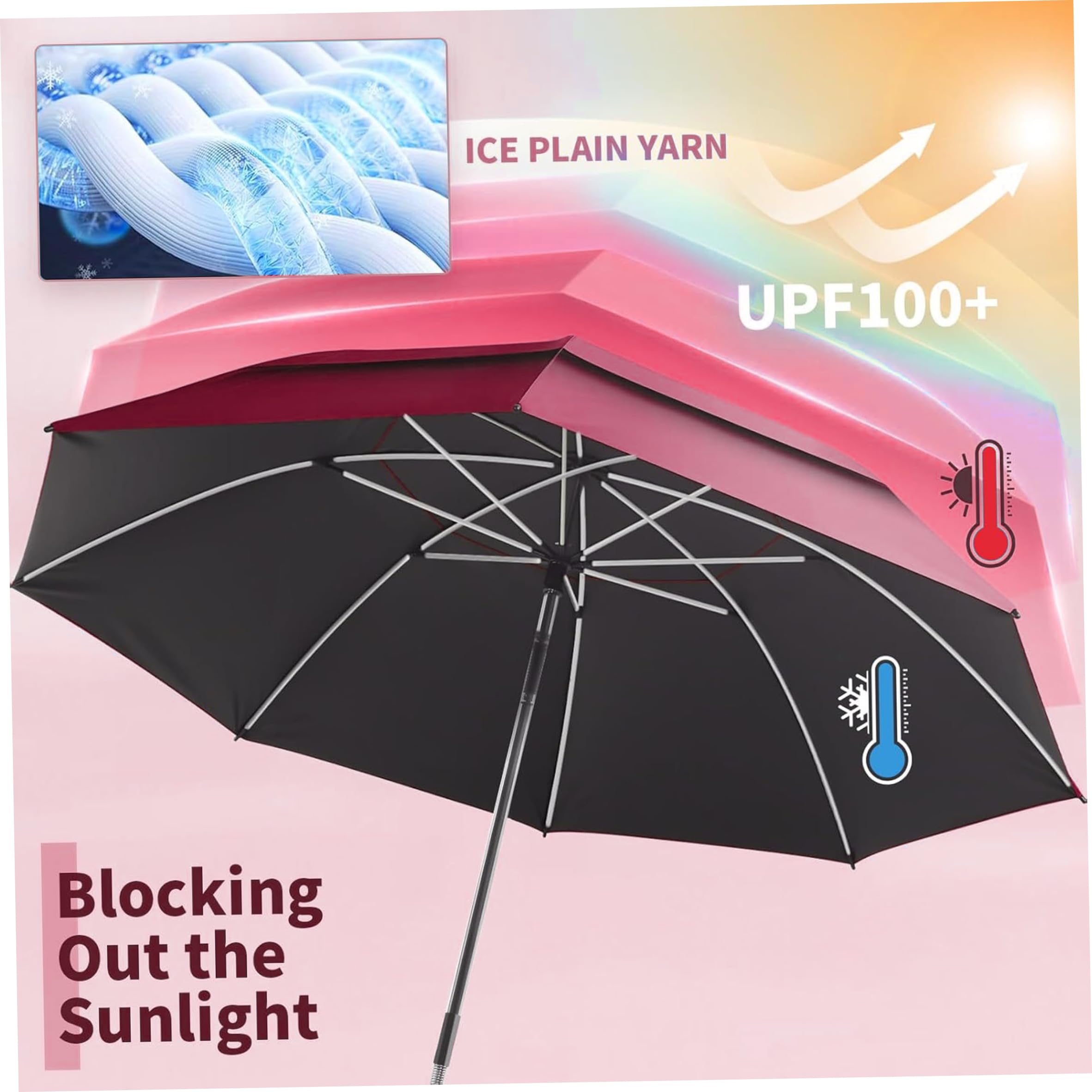 Parasol de chaise avec pince, pare-soleil d'extérieur réglable, tissu résistant aux UV de 47 pouces pour la plage, le camping, la pêche, rouge