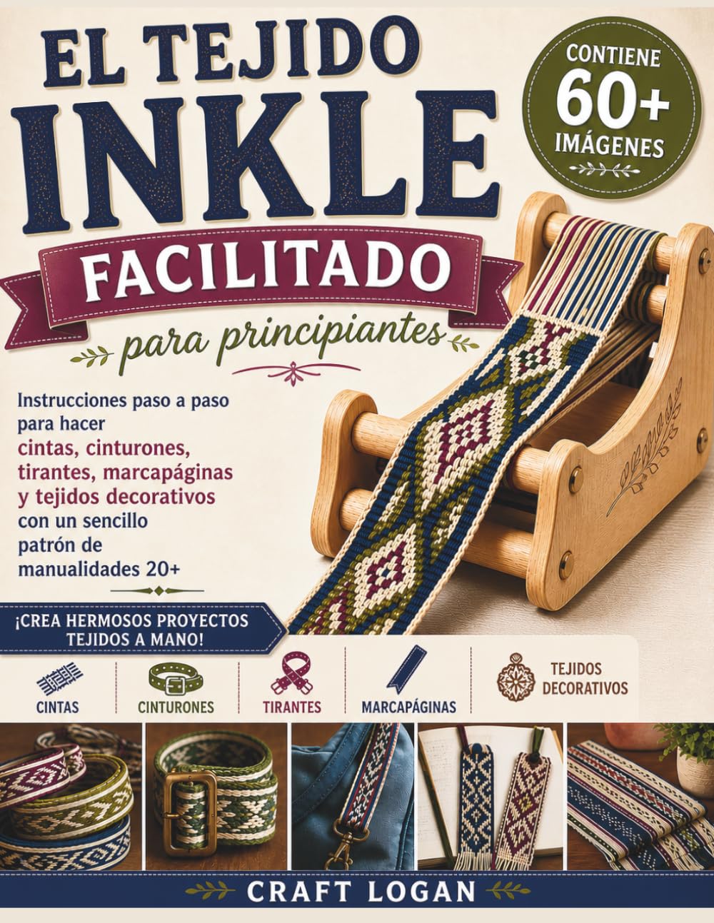El tejido Inkle facilitado para principiantes: Instrucciones paso a paso para hacer cintas, cinturones, tirantes, marcapáginas y tejidos decorativos con un sencillo patrón de manualidades 20+