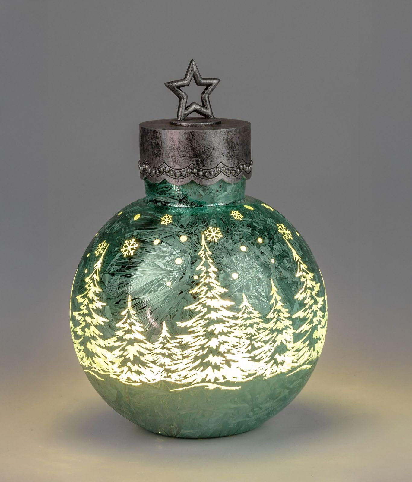 formano LED Deko-Kugel Frosty Mint 30 cm Farb-Glaskugel Ice-Optik Timer 6h /18h beleuchtet - inkl. Batteriebetrieben - Herbst Winter Weihnachtsdeko für Tisch Regal Fensterbank