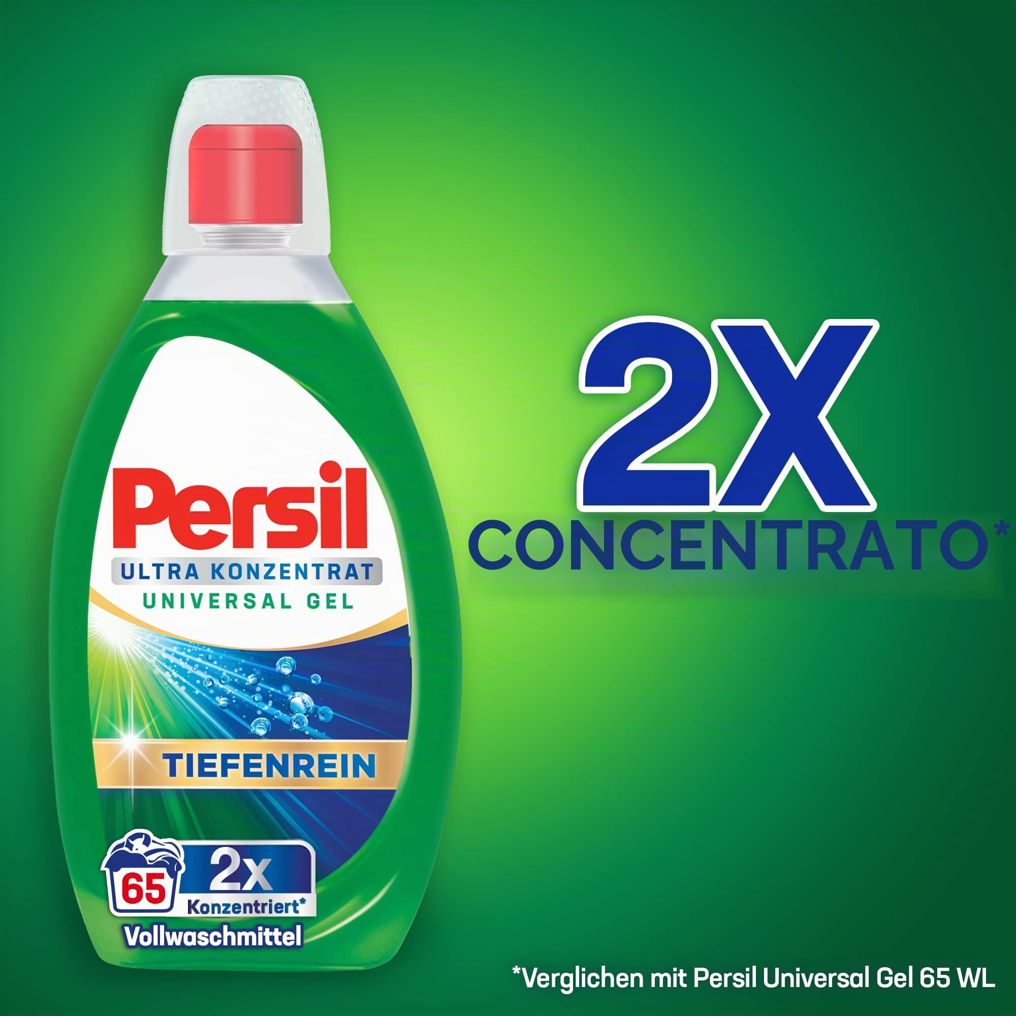 Persil Detergente gel ultra concentrato, universale, 130 lavaggi (2 x 65), detersivo liquido altamente concentrato con tecnologia Deep Pure Plus contro le macchie più ostinate