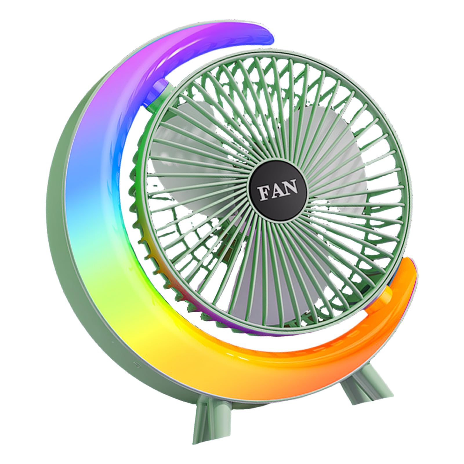 NRVTRE USB Powered Fan with LED Light Quiet 3 Speeds for Travel Home Indoor USB Rechargeable Desktop Fan