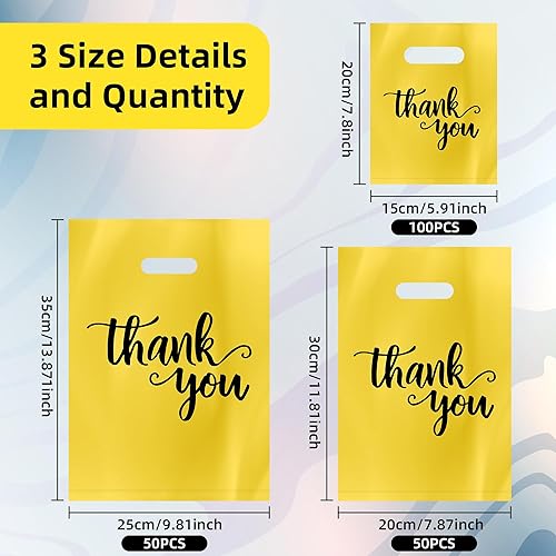 Miniatura 8 de Paquete de 200 bolsas de agradecimiento, bolsas de regalo para fiesta, Iclude 13.8 x 9.8 pulgadas, 11.8 x 7.9 pulgadas, 7.9 x 5.9 pulgadas, bolsas