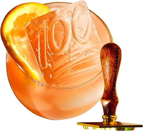 Pressice Barware Sello de hielo de 2 pulgadas, diseño de 100 emojis para cubitos de hielo de tamaño caballero de 2 pulgadas con mango de madera,