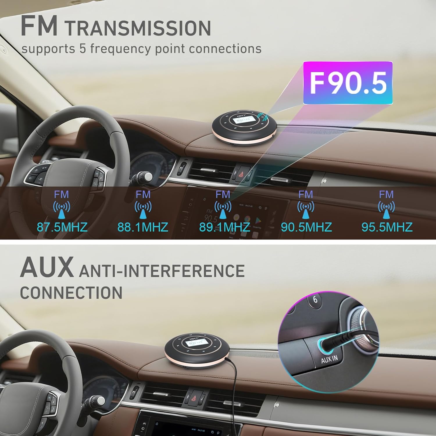 HOTT C105 Portable CD Player, Rechargeable Battery,Bluetooth/FM Transmit/AUX-Out, Anti-Shock, Backlight Vision Display, 5 EQ Modes for Car & Home Use