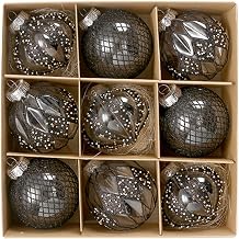 Christmas Ball Transparent Christmas Tree Ornaments New Year Party Christmas Ornaments Set 9PCS, Black