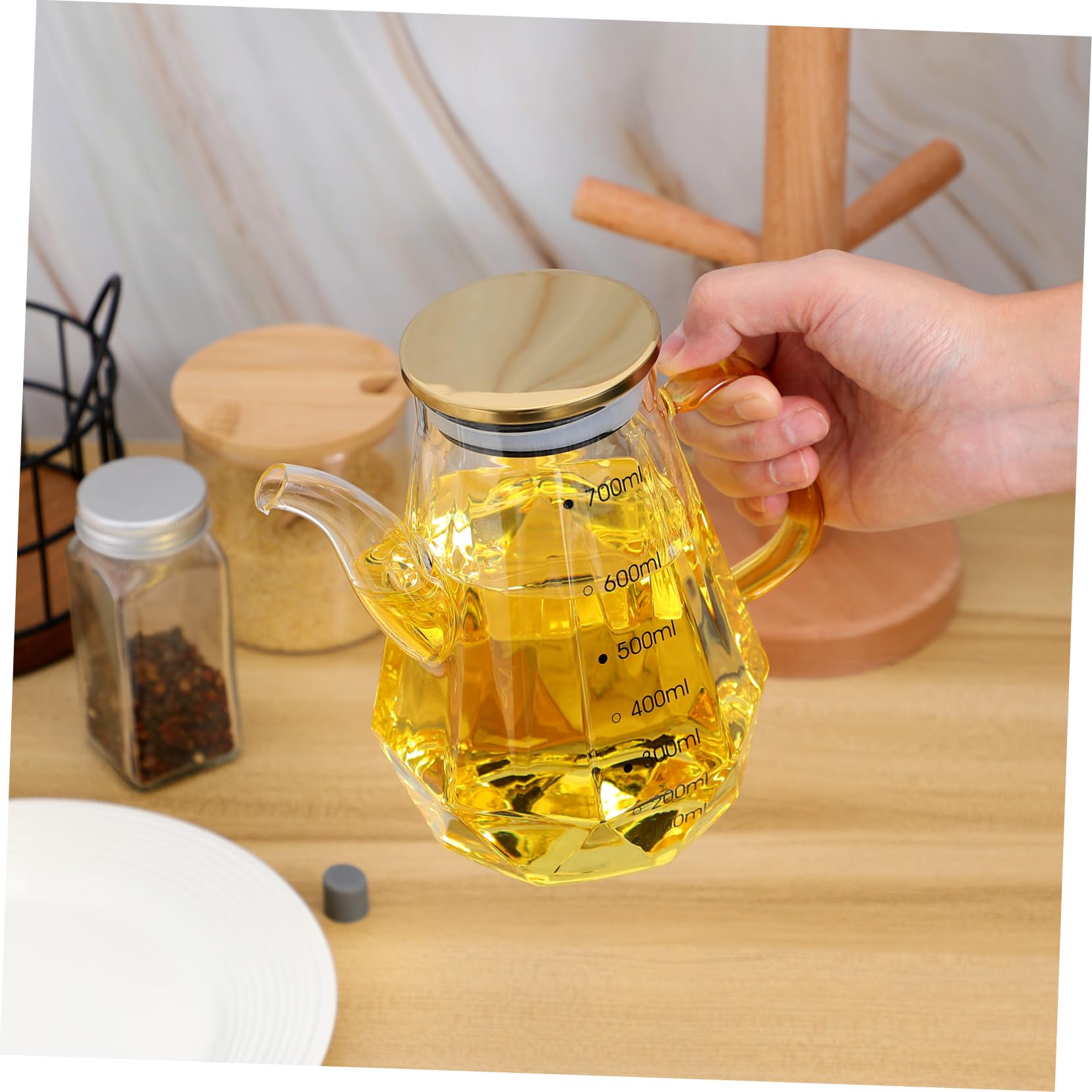Genérico Engrasador De Diamantes Aerosol De Aceite Tarro De Dulces Vinagre De Arroz Botella De Vinagre Recargable Contenedor De Aceite Reutilizable Botella De Jarabe Frijol Tapa Soja Vidrio