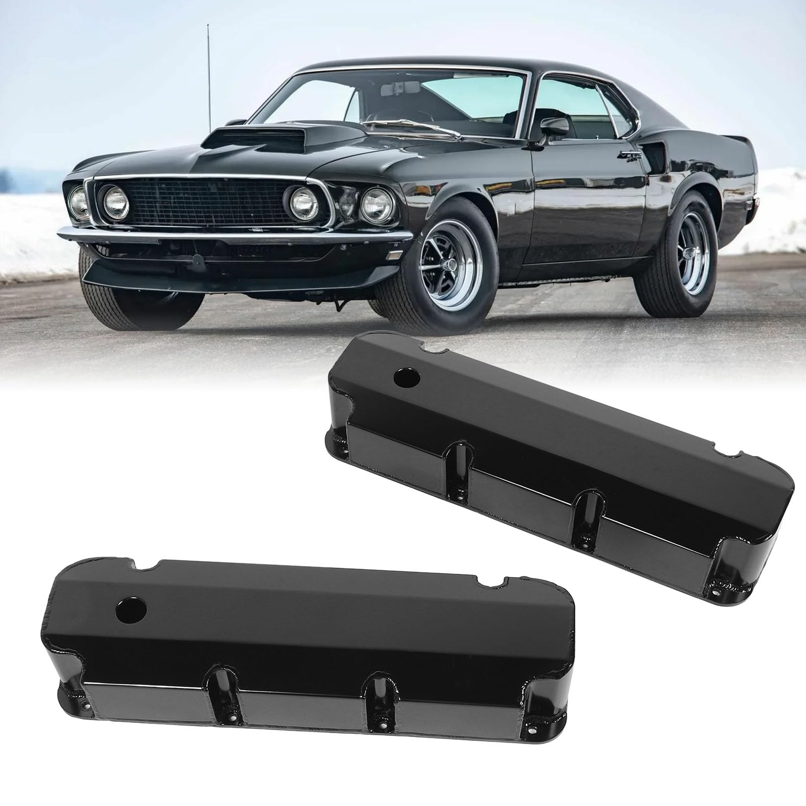 Yctze Tapa de Válvula de Motor de Automóvil E41363BC E41363P Tapa de Válvula de Motor de Automóvil de Aleación de Aluminio con Orificio para Motores Big Block V8 429‑460 de 1968 y