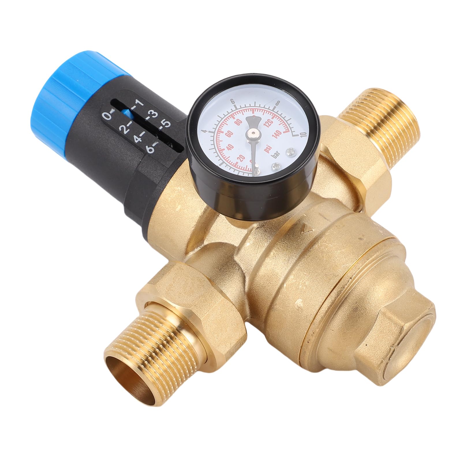 ViaGasaFamido 3/4 Cala Mosiężny Reduktor Ciśnienia Wody z Regulowanym Filtrem Zawór do Nawadniania Instalacji Hydraulicznych w Domu DN20 Dwukierunkowy Regulator Ciśnienia