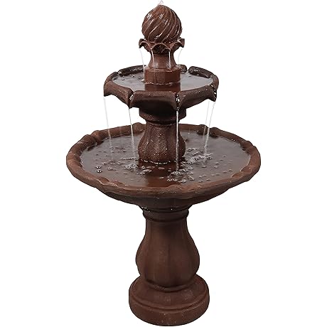 Solar Powered Outdoor Fountain Decor - Sunnydaze 35-Inch