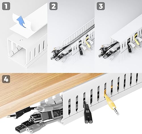 Miniatura 8 de YECAYE Organizador de cables de 4 x 15.7 pulgadas, organizador de cables de gran capacidad, para gestión de cables de escritorio, gestión de cables,