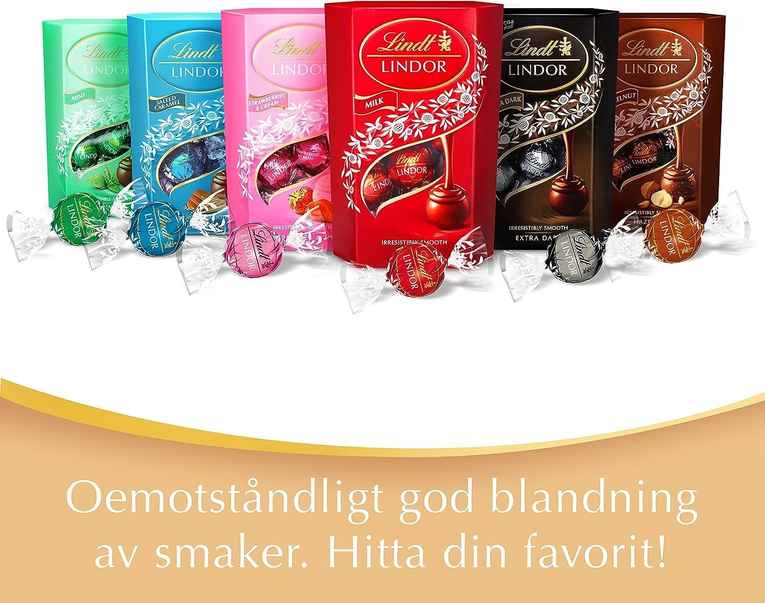 Lindt Lindor - Bolsa mezcladora de bolas (1 kg, rellenas de bolas Lindor de fusión delicada, envasadas individualmente, en las variedades de leche, oscuro (60% de contenido de cacao), color blanco y