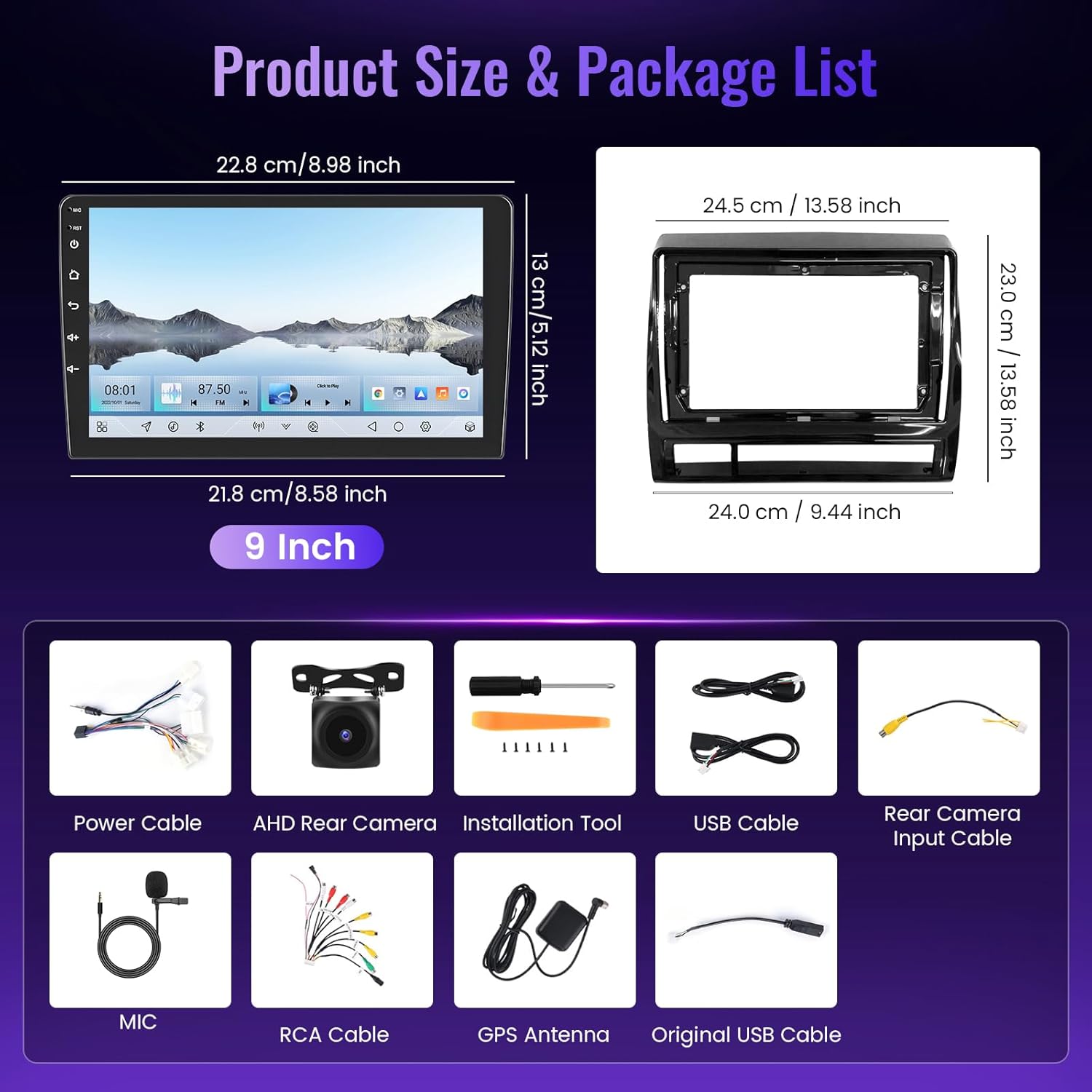 [Qualcomm 8-core 4G+64G] Car Radio Stereo for Toyota Tacoma 2005-2015, Upriding 9-inch 1280P QLED Touchscreen Radio with Wireless Carplay Android Auto 5G WiFi DSP GPS BT5.1 SWC Backup Camera