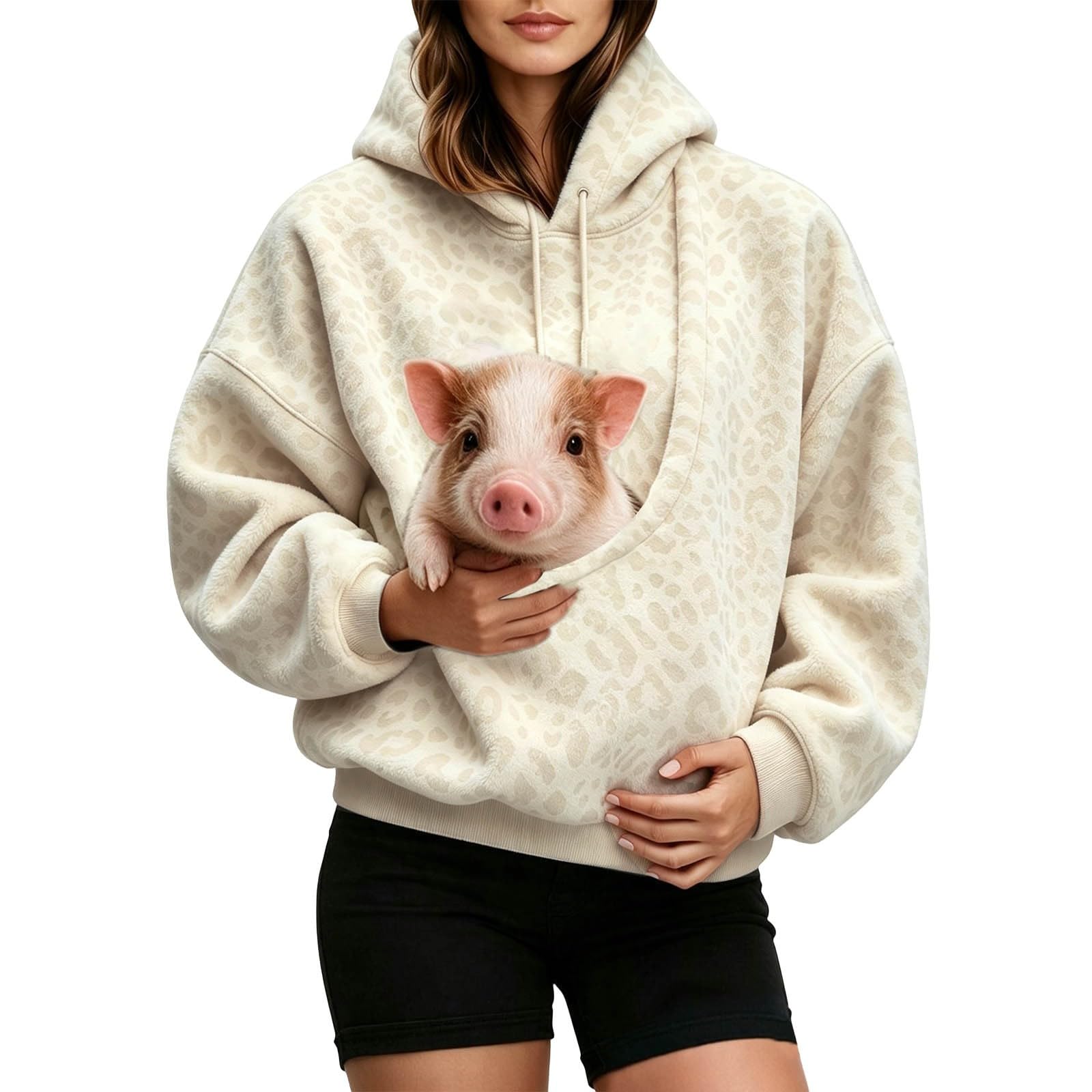 Oversized Hoodie with Dog Pouch – Soft Pet Carrier Sweatshirt for Puppy