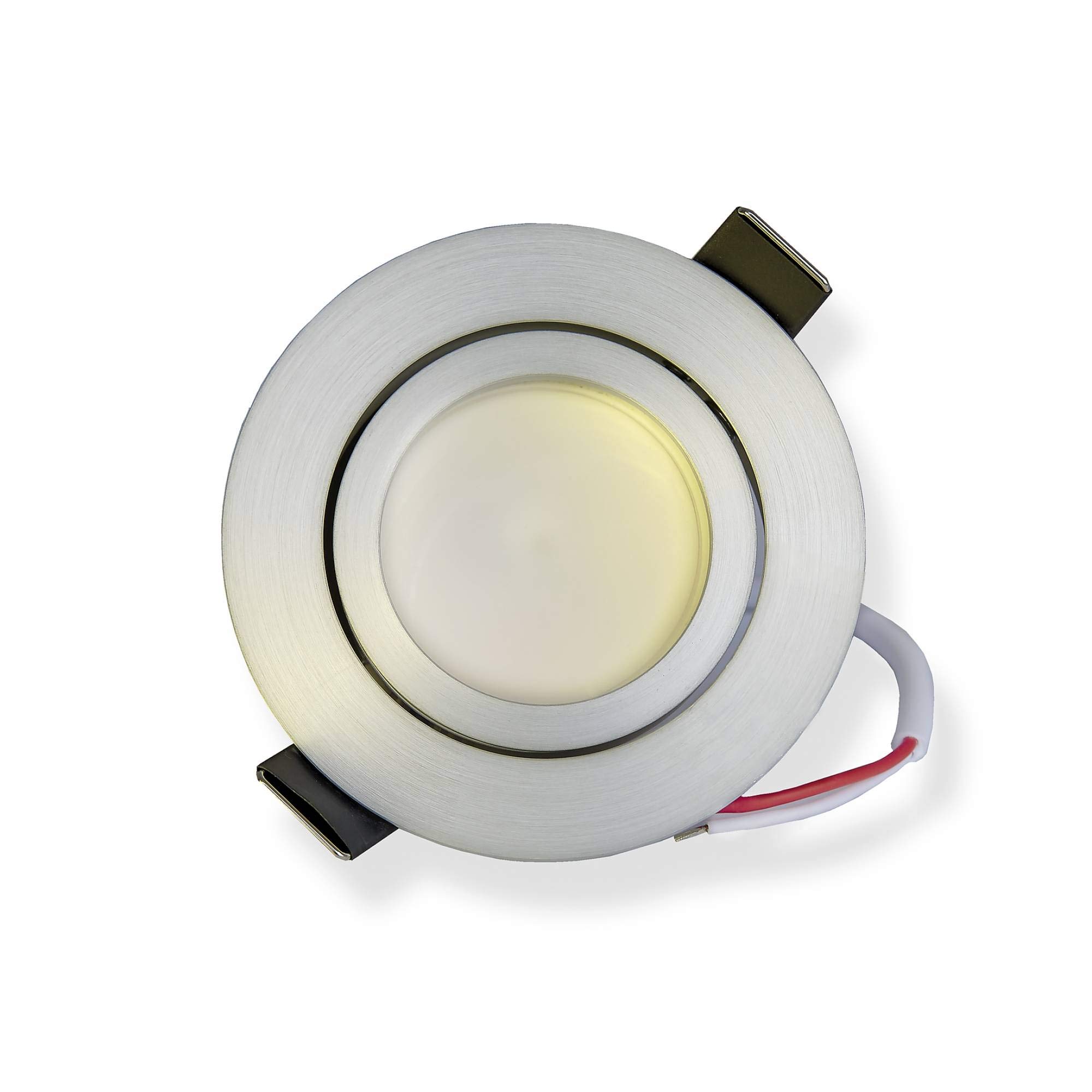 10x Foco empotrable LED redondo - plata orientable aluminio 9 vatios blanco cálido 230V - Foco empotrable GU10 Ø 70mm taladro - montaje - techos de focos - focos empotrables focos