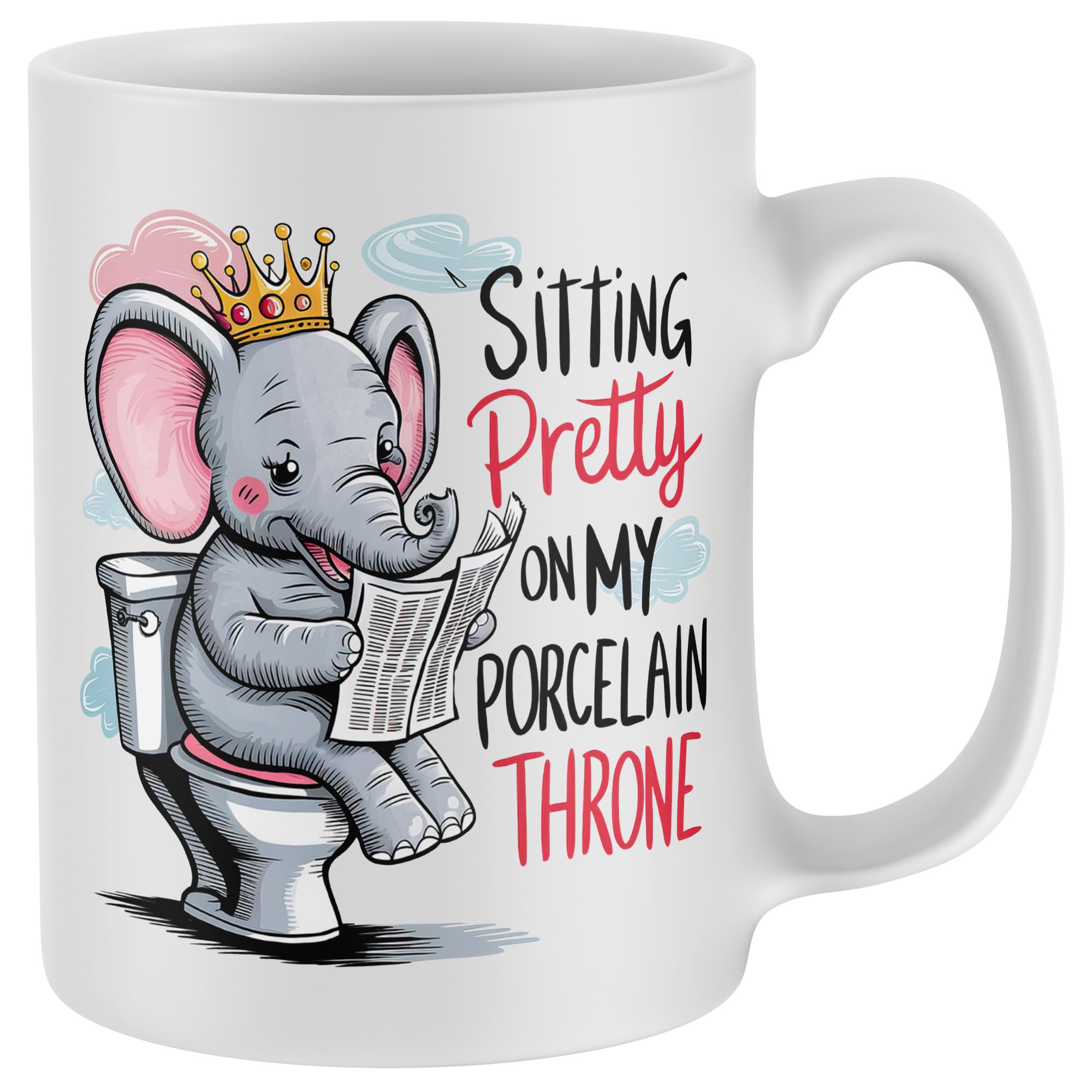 Purple Print House Funny Elephant Mug Sitting Pretty On My Porcelain Throne Men Women Birthday Christmas Coffee Tea Cup Gift