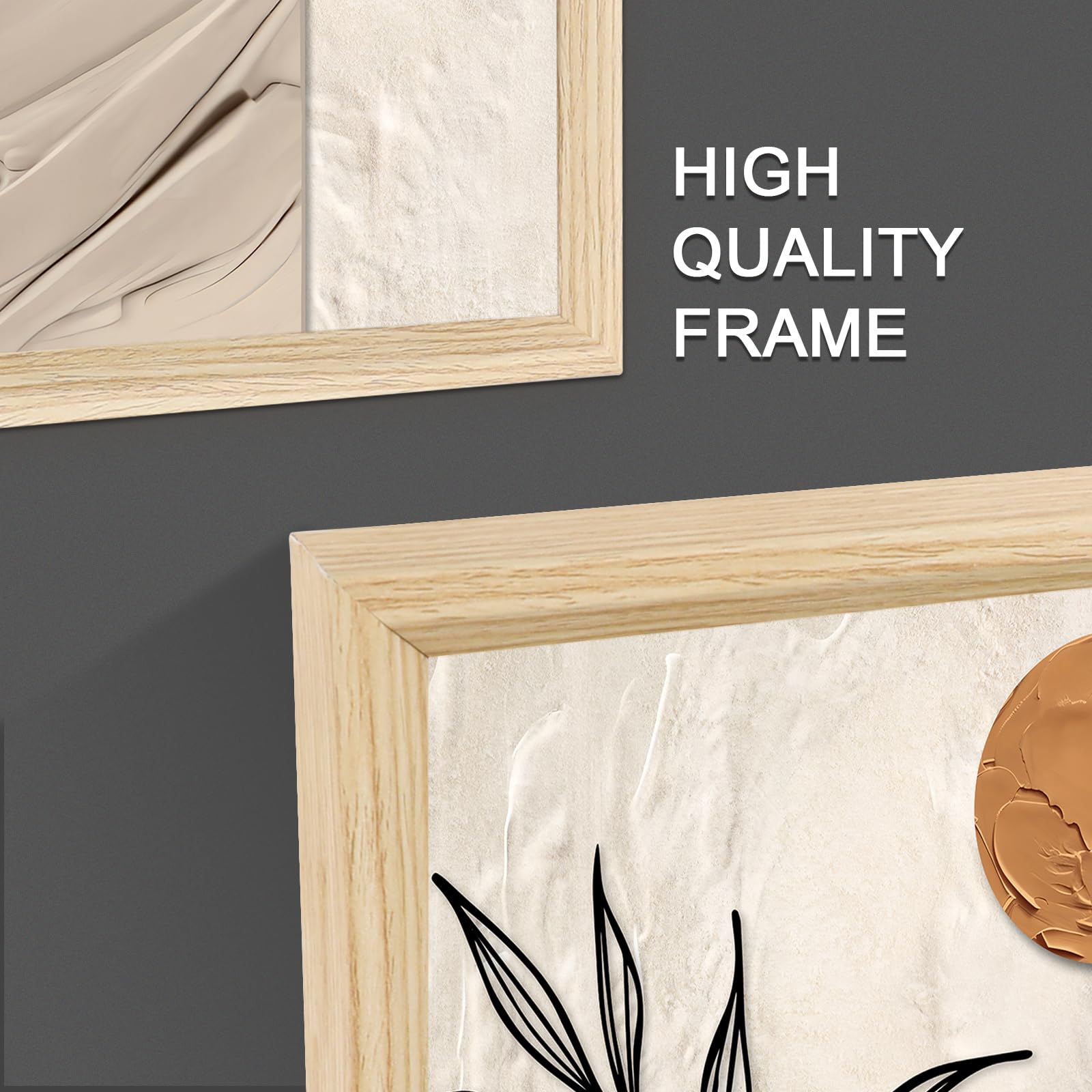 3 Pcs Wooden Framed Canvas Wall Art Set Bohemian Sage Green Canvas Prints Poster Geometric Line Beige Green Pictures for Living Room Bedroom Dinning Room Hallway Stairs Wall Decor 30x40cm x3pcs — view 219