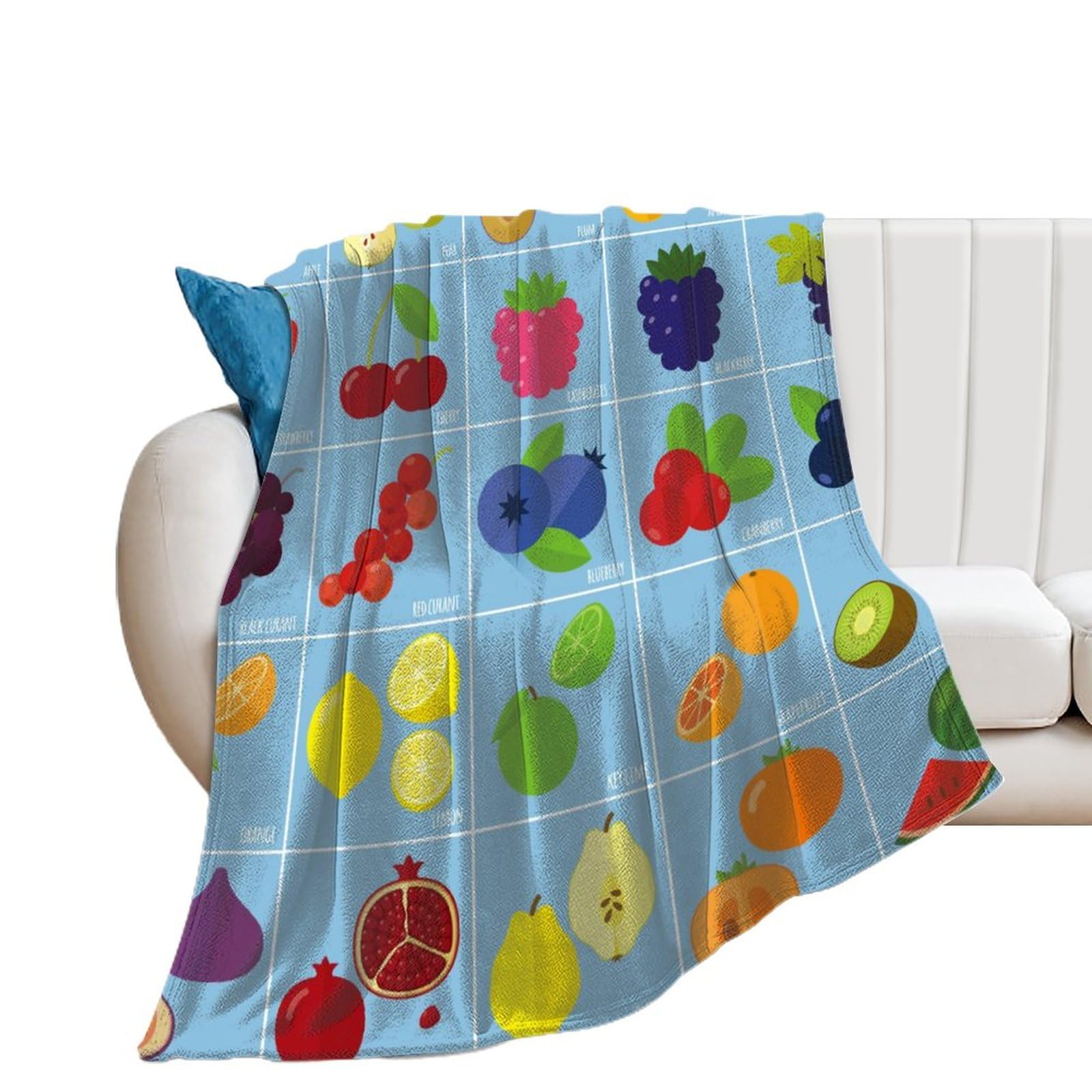 Plaid flanelle doux fruits couverture polaire contre le froid du soir