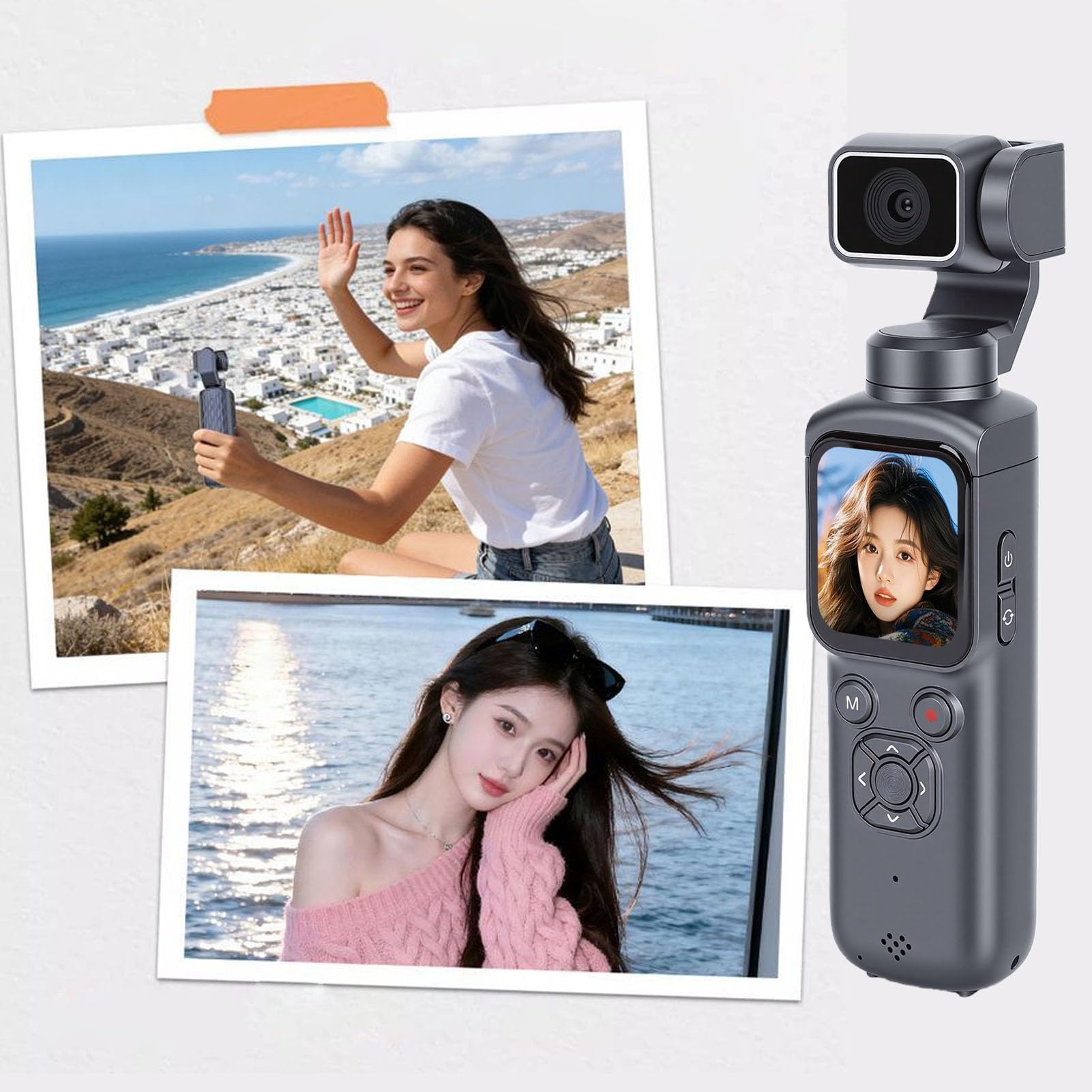 Cámara de Video Portátil WiFi, Cámara de Vlogging de Mano, Grabadora 4K, Ideal para Viajes Al Aire Libre.