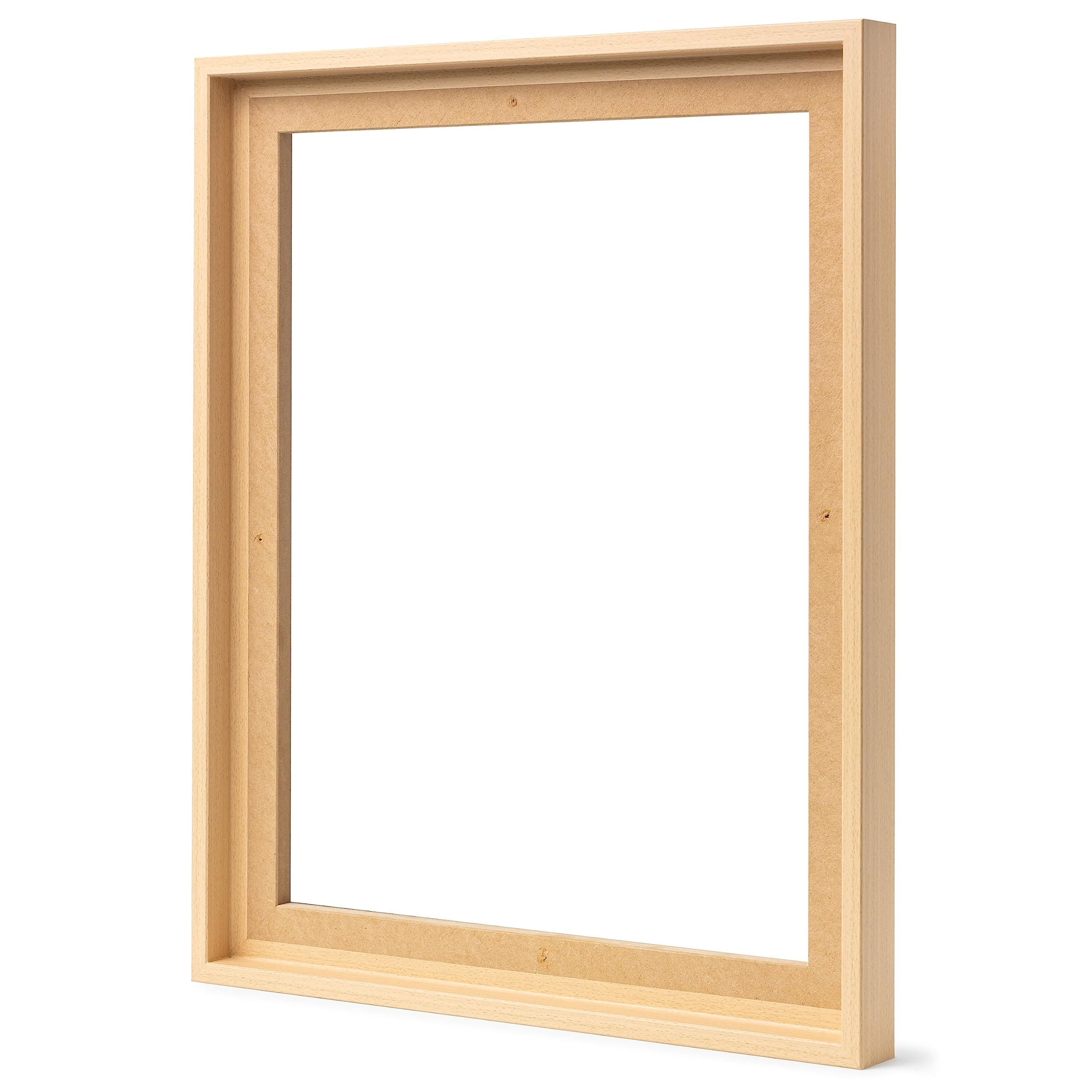 Cadre à joint d'ombre pour châssis | 60x80 cm | Hêtre | MDF cadre pour toiles avec effet de profondeur | avec accessoires de montage | Cadre sans verre ni dos d'âne