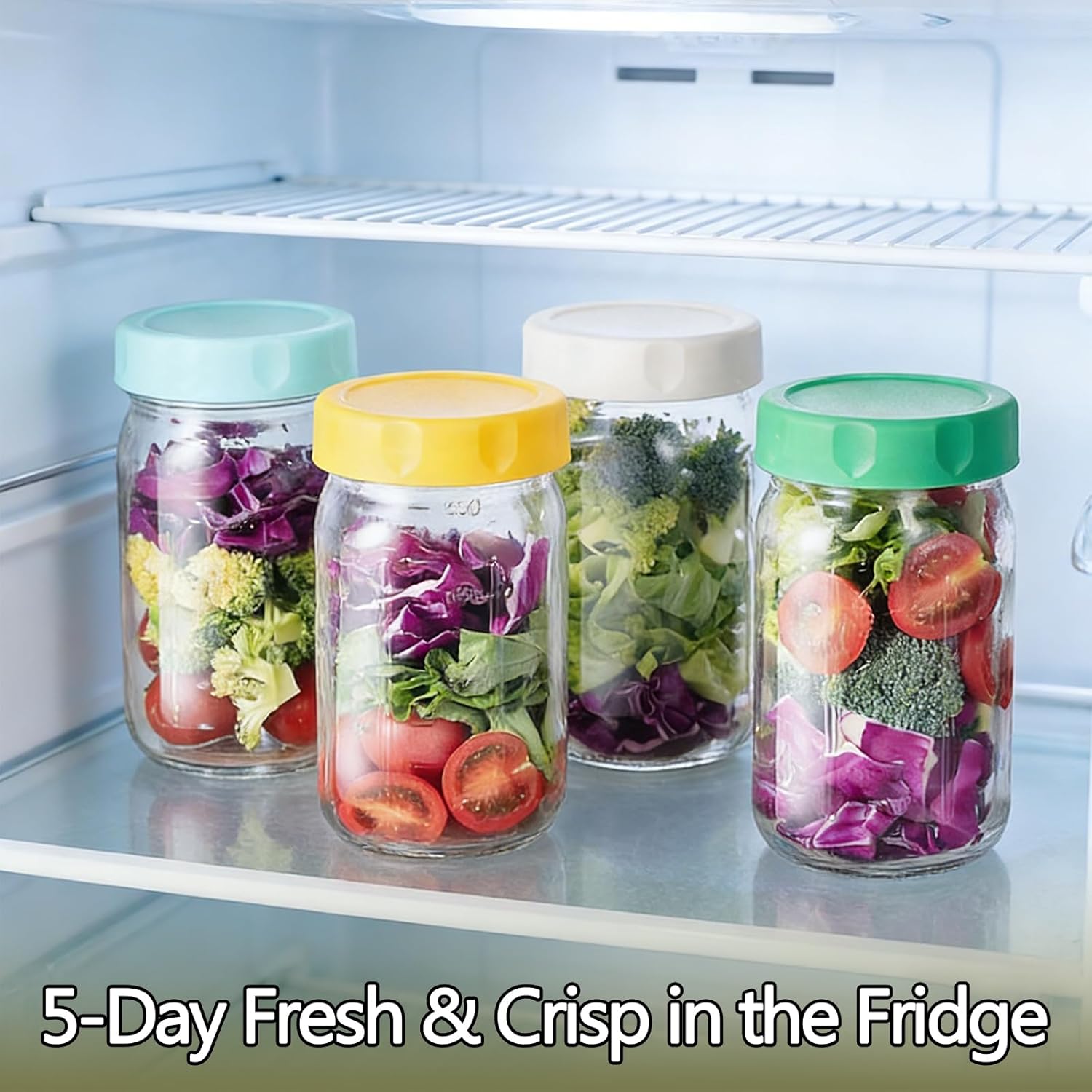 Glass Salad Jars with Lids, Two Small Built-in Boxes - Leakproof Salad Container with Secure Lid - Portable Meal Prep Jar Jar Salad Container, for Office, 32oz Mason Jars(1 Set) - Image 6