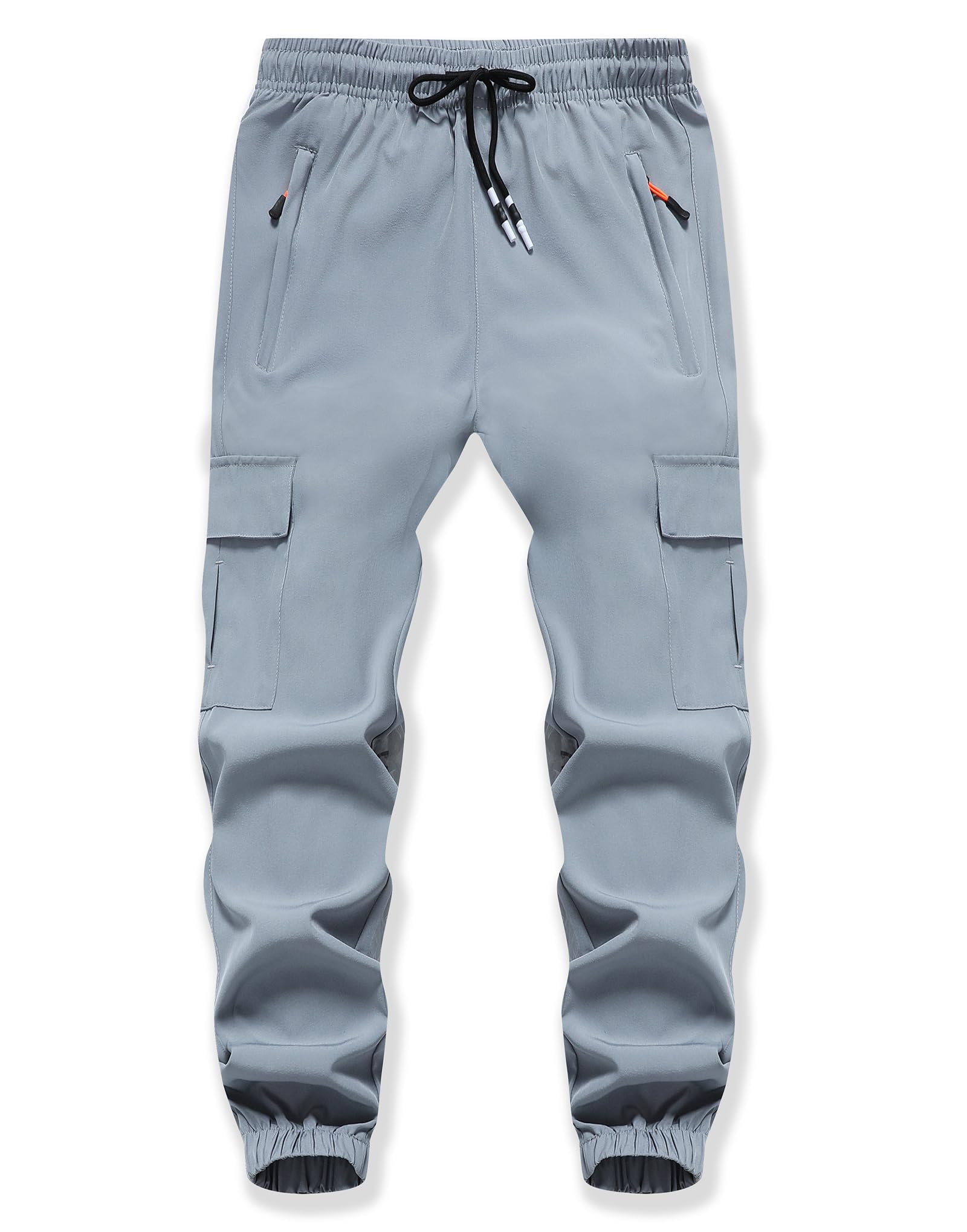 Boys Cargo Joggers Pants Youth Quick Dry Hiking Lightweight Pants for Sports Outdoor with Zipper Pockets