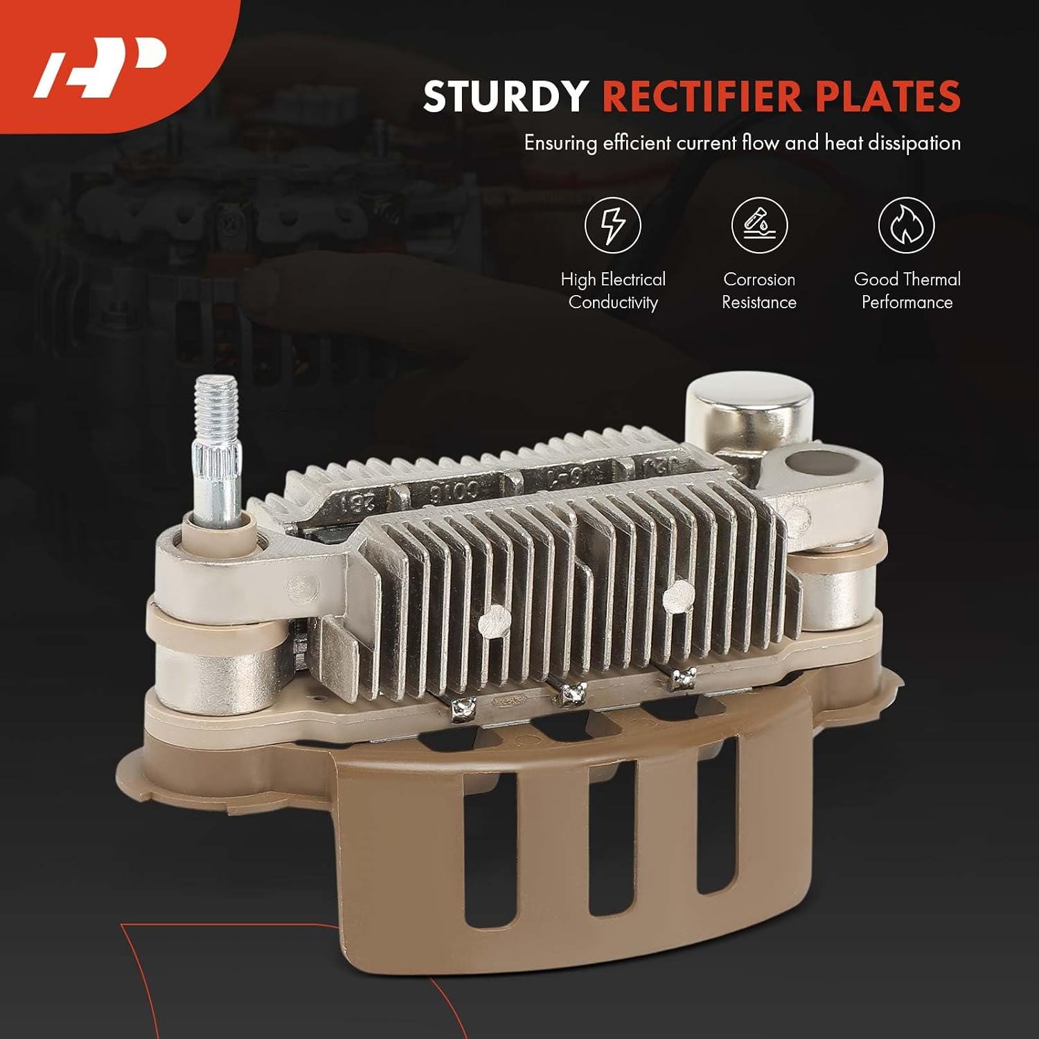 A-Premium Alternator Rectifier Compatible with Honda Civic 1994-1995, Civic del Sol 1994-1995, 1.5L, 12V Rectifier 8-50A Diodes