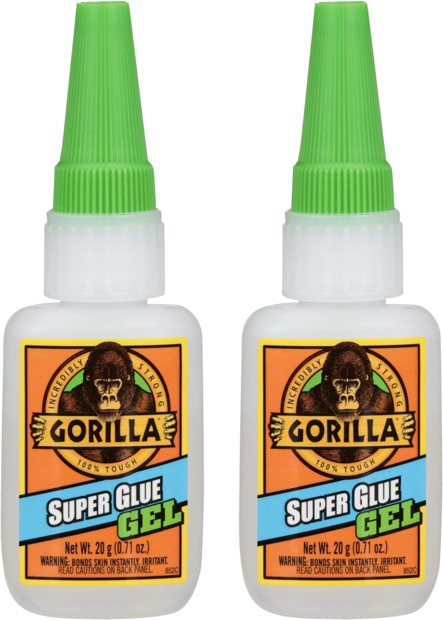 Gorilla Super Glue Gel, Clear Glue, 20 Gram (Pack of 2) - All Purpose and Fast Setting for Projects and Repairs