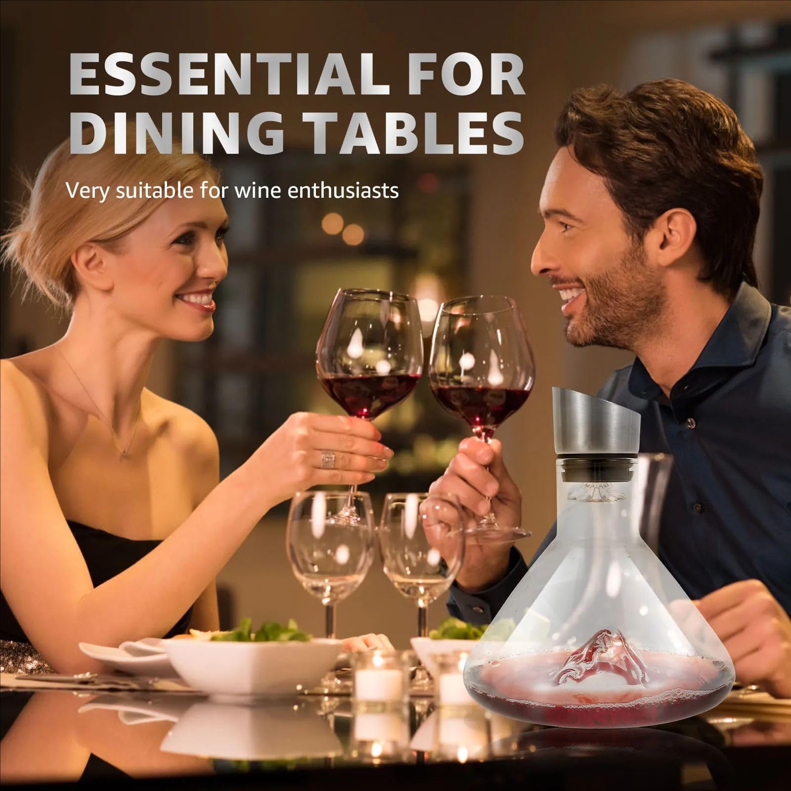 Carafe à Vin Rouge Waterfall en Cristal - Décanter 1.5L avec Aérateur et Filtre Intégrés - Idéal Comme Cadeau