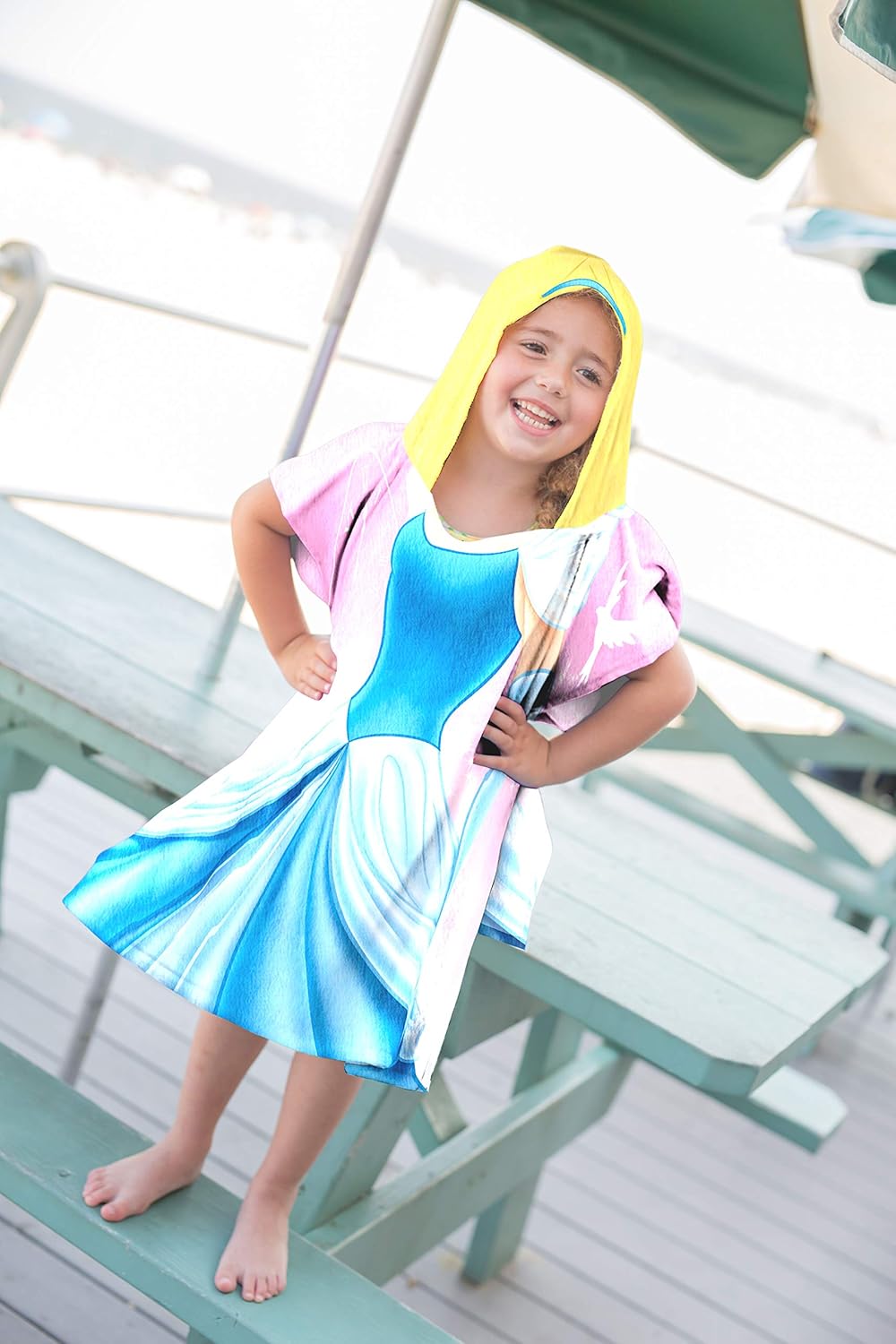 Disney Cinderella Kids Bath/Pool/Beach Hooded Poncho - Super Soft & Absorbent Cotton Towel, Measures 22 x 22 Inches (Official Disney Product)