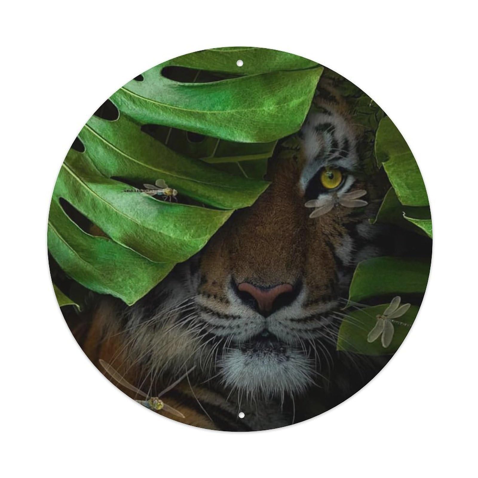 Animals Artwork Tigers Hiding in The Jungle Vintage Metal Tin Sign Plaque Wall Decor for Cafe, Club Bar, Office, Garden Metal Poster 8x8Inch