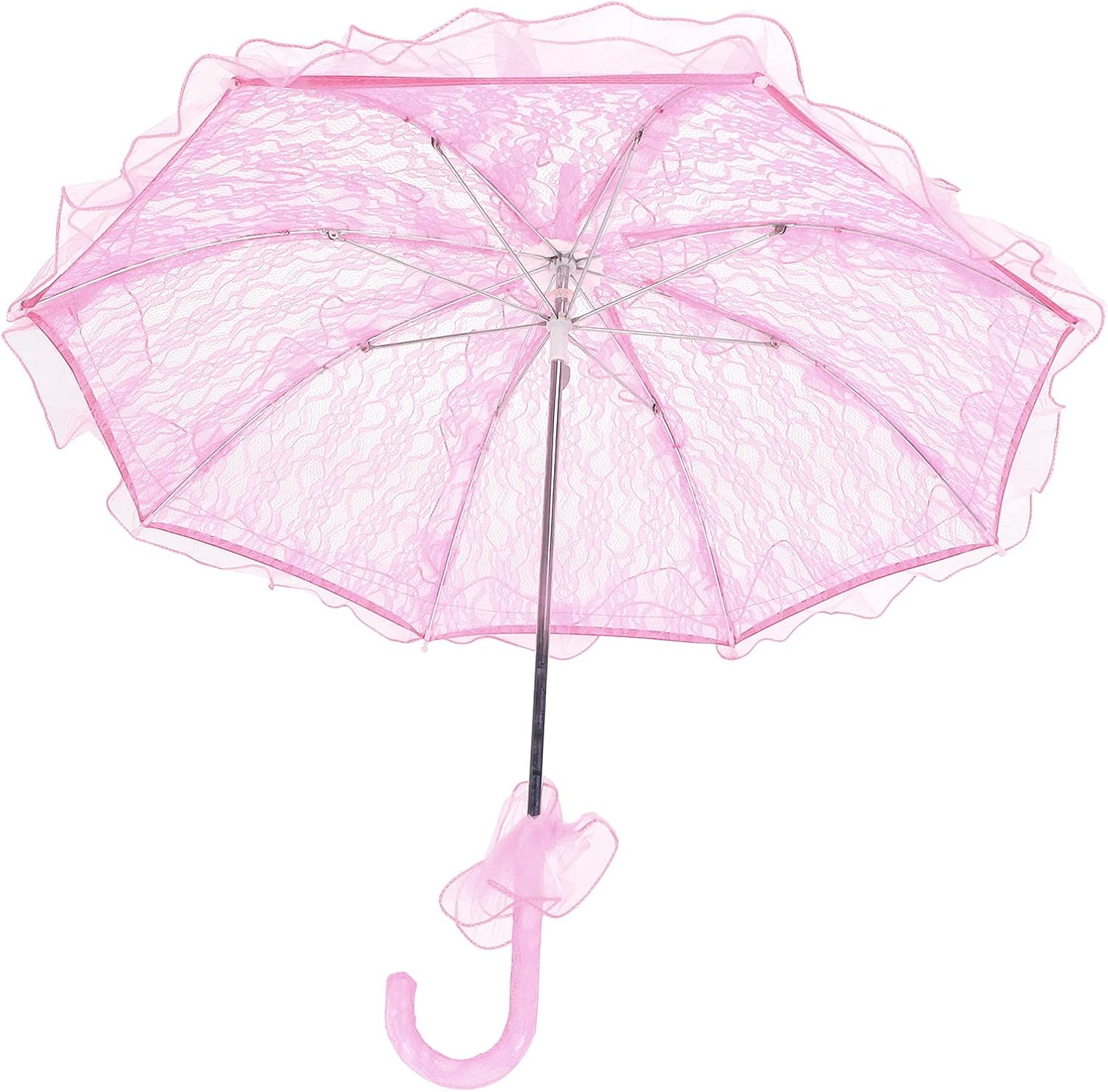 ZJchao Lace Fabric Wedding Parasol Umbrella for Bridal Decoration (Roseate)