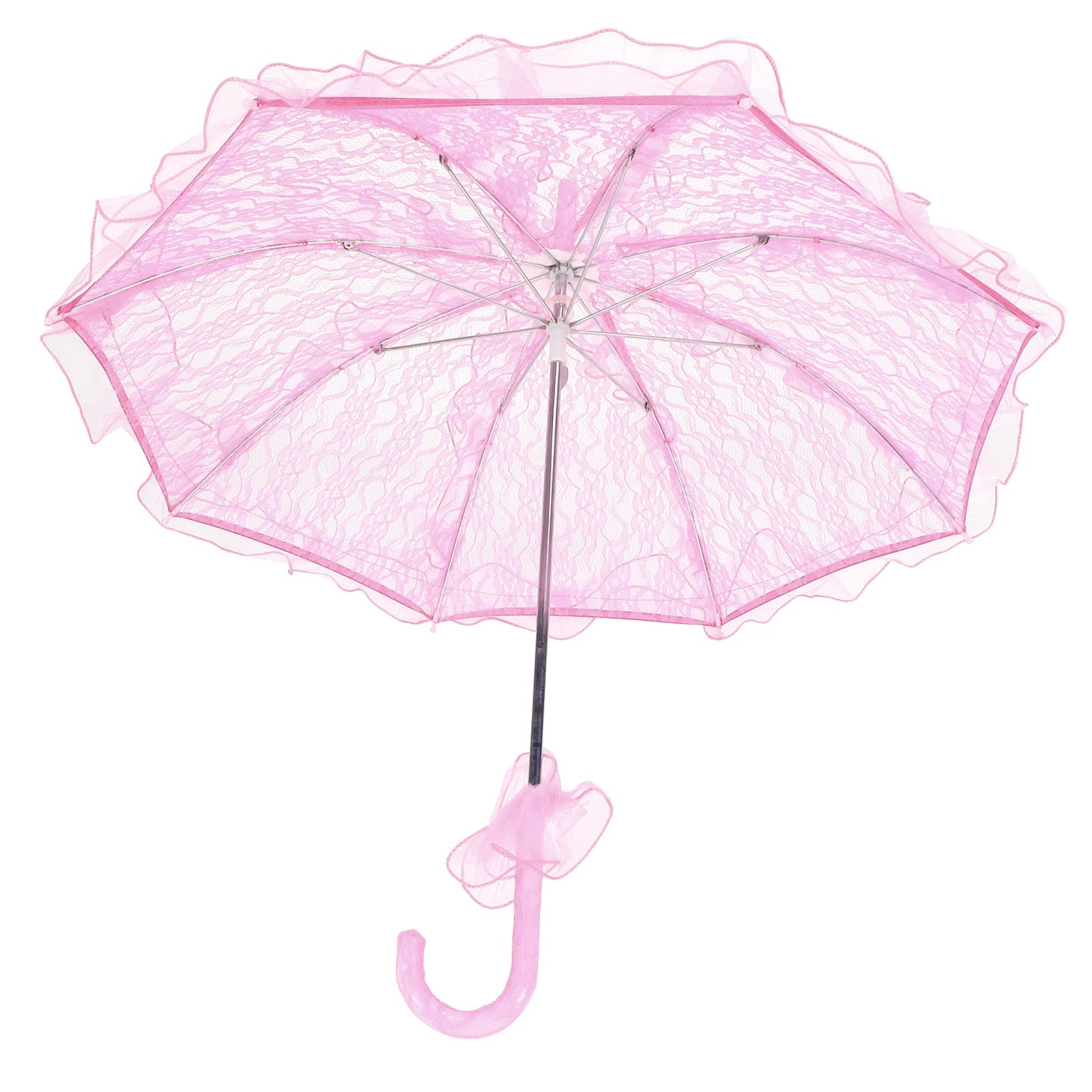 Różowy Parasol na Wesele Wykwintny Koronkowy Parasol Składany, Rekwizyt do Występów, Różowy Dekoracyjny Odpowiedni na Wesela i fotografię.